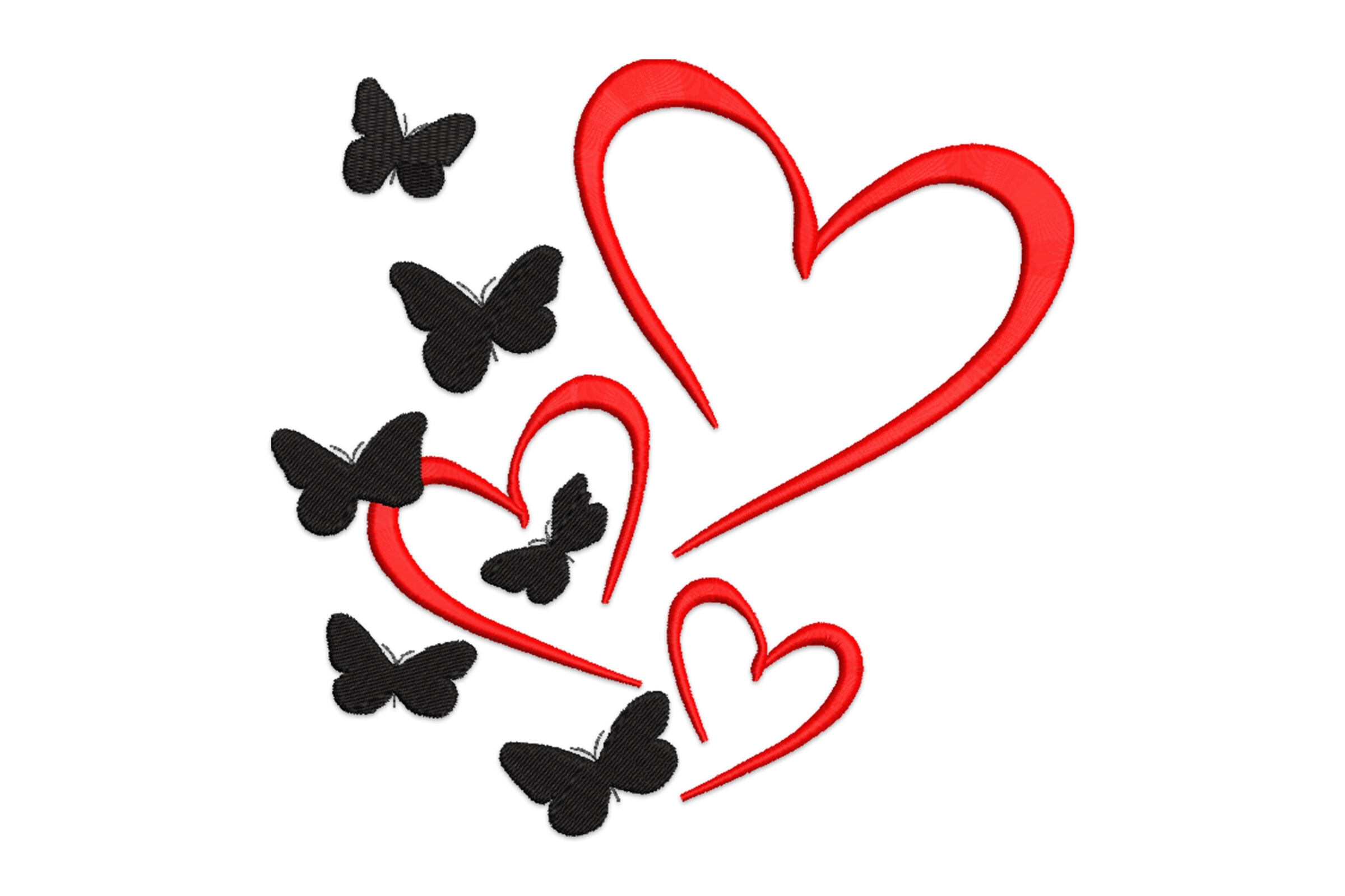 Free Butterflies with Hearts Embroidery Design