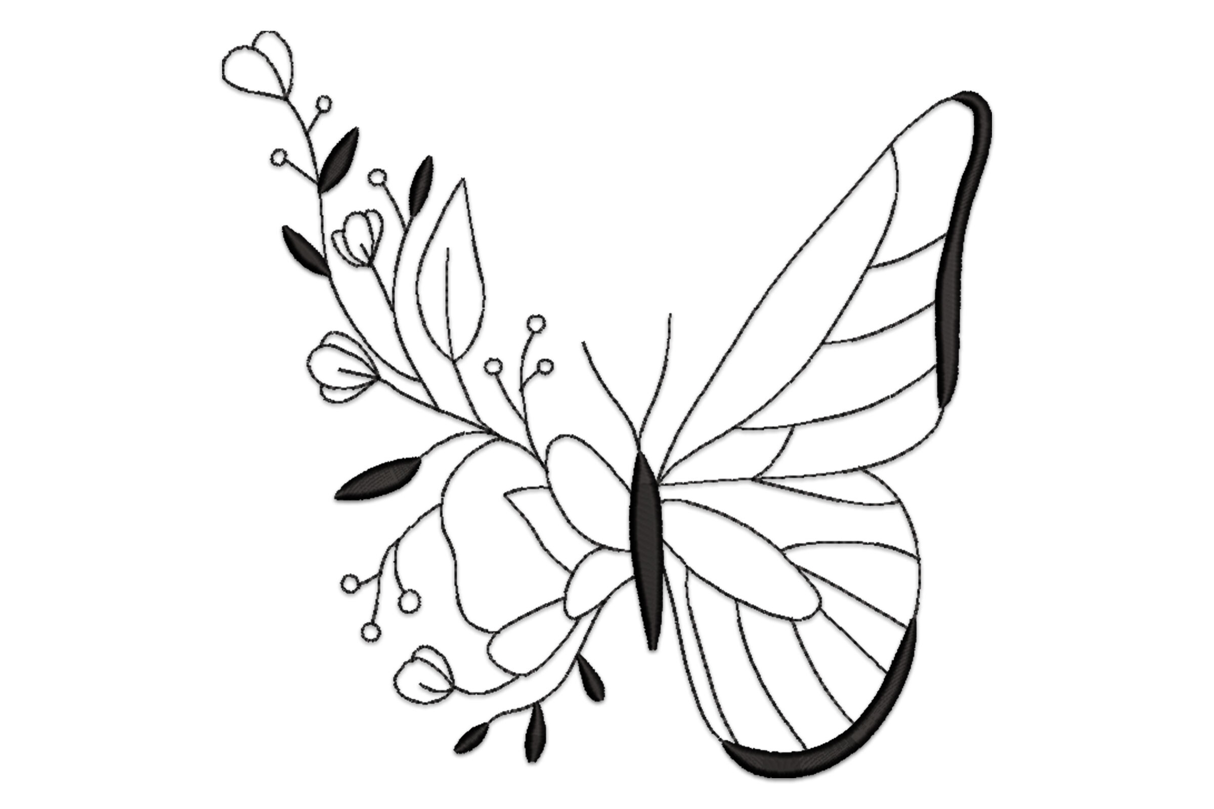 Free Butterfly Floral Machine Embroidery Design