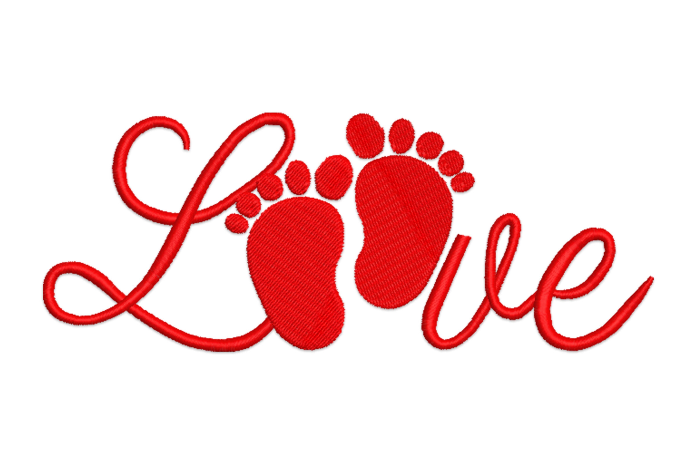 Free Love with Baby Footprints Embroidery Design