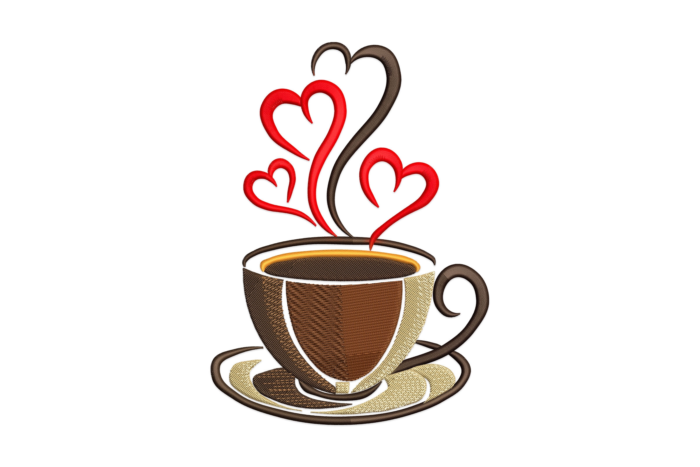 Coffee Cup with Hearts – Machine Embroidery File