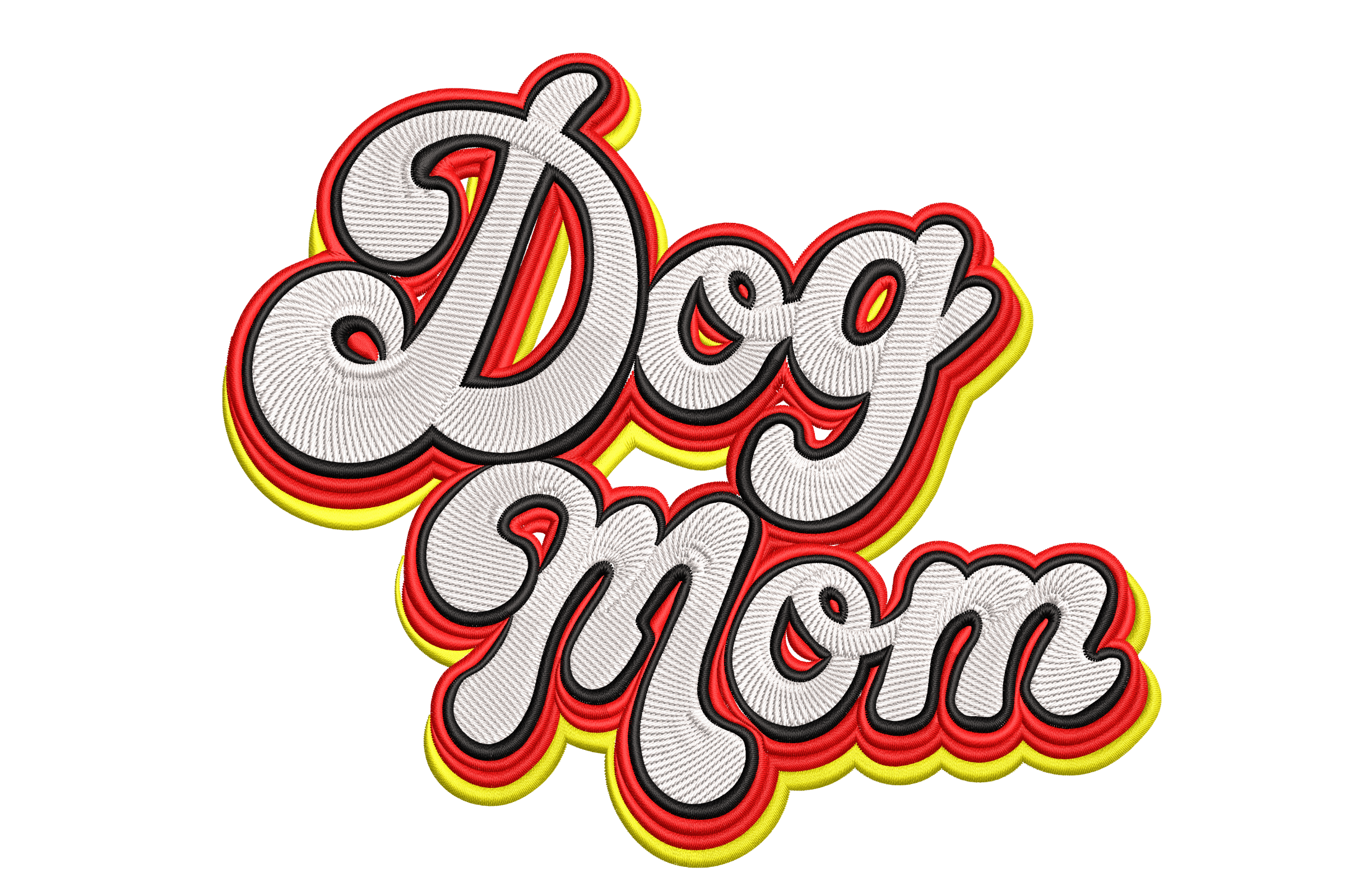 Dog Mom Embroidery Design – Bold Retro Lettering