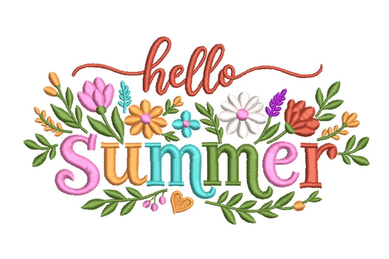 Hello Summer Floral Machine Embroidery Design