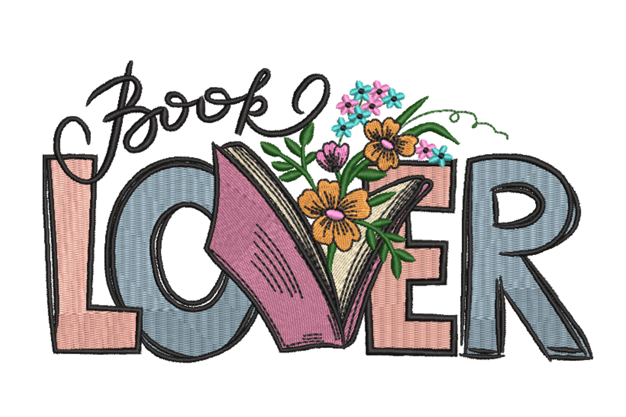 Book Lover Floral Reading Machine Embroidery Design