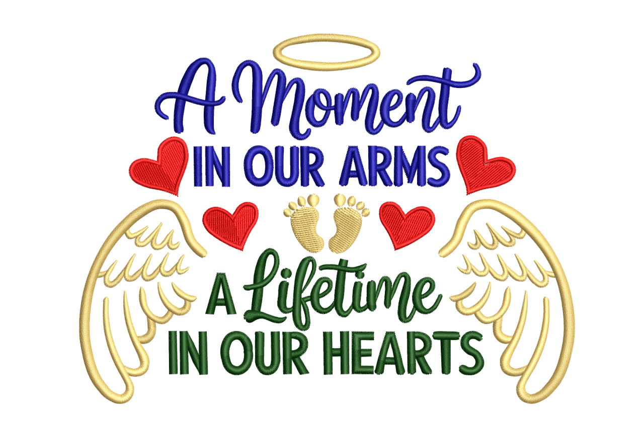 A Moment In Our Arms Hearts Machine Embroidery Design