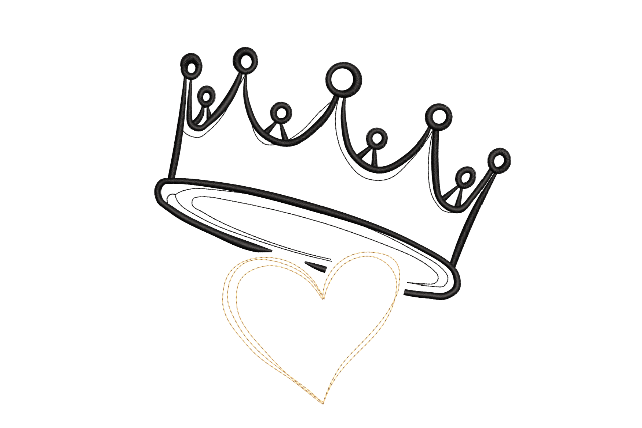 Princess Crown Heart Machine Embroidery Design