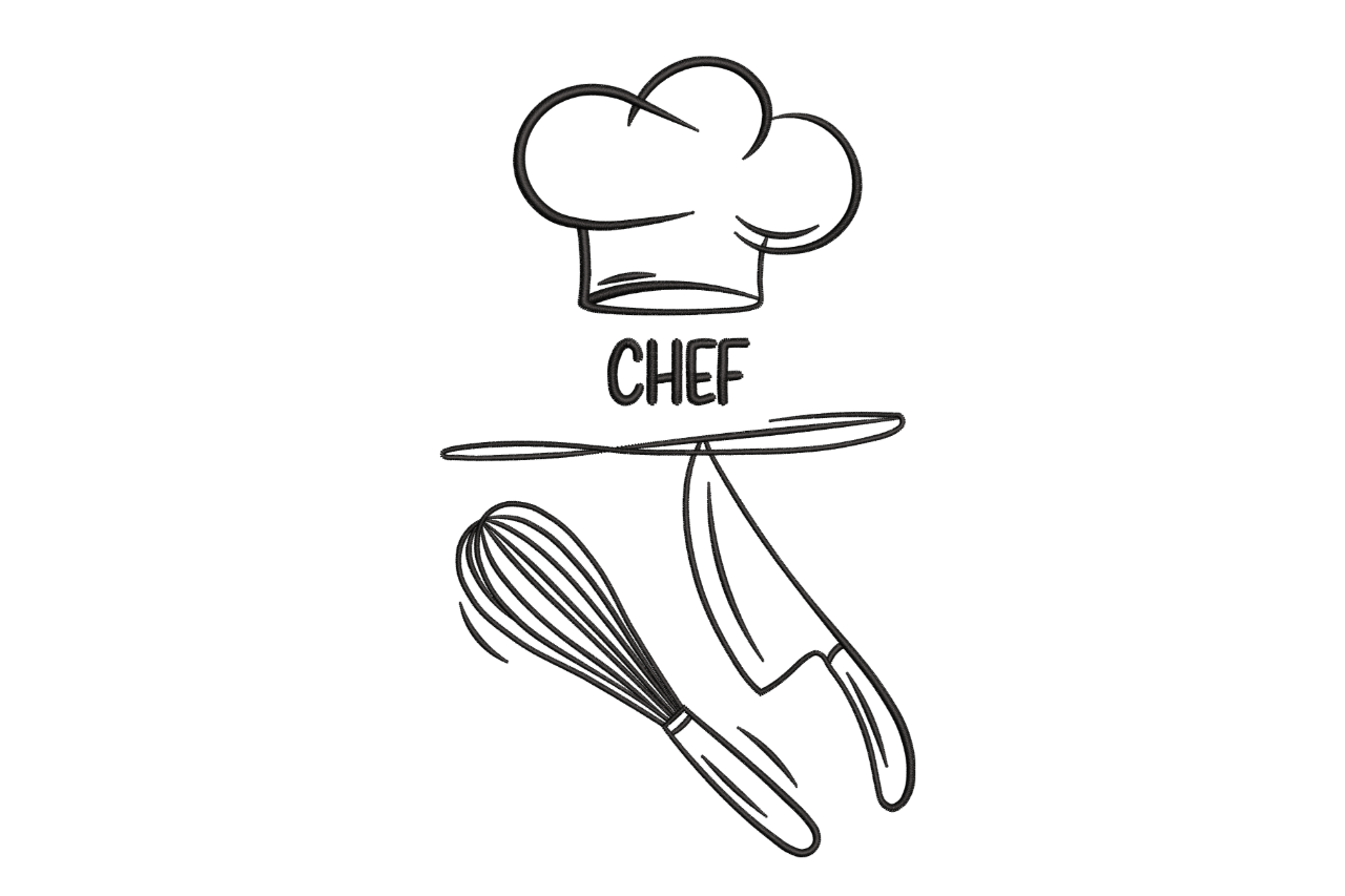 Chef Kitchen Utensils Machine Embroidery Design