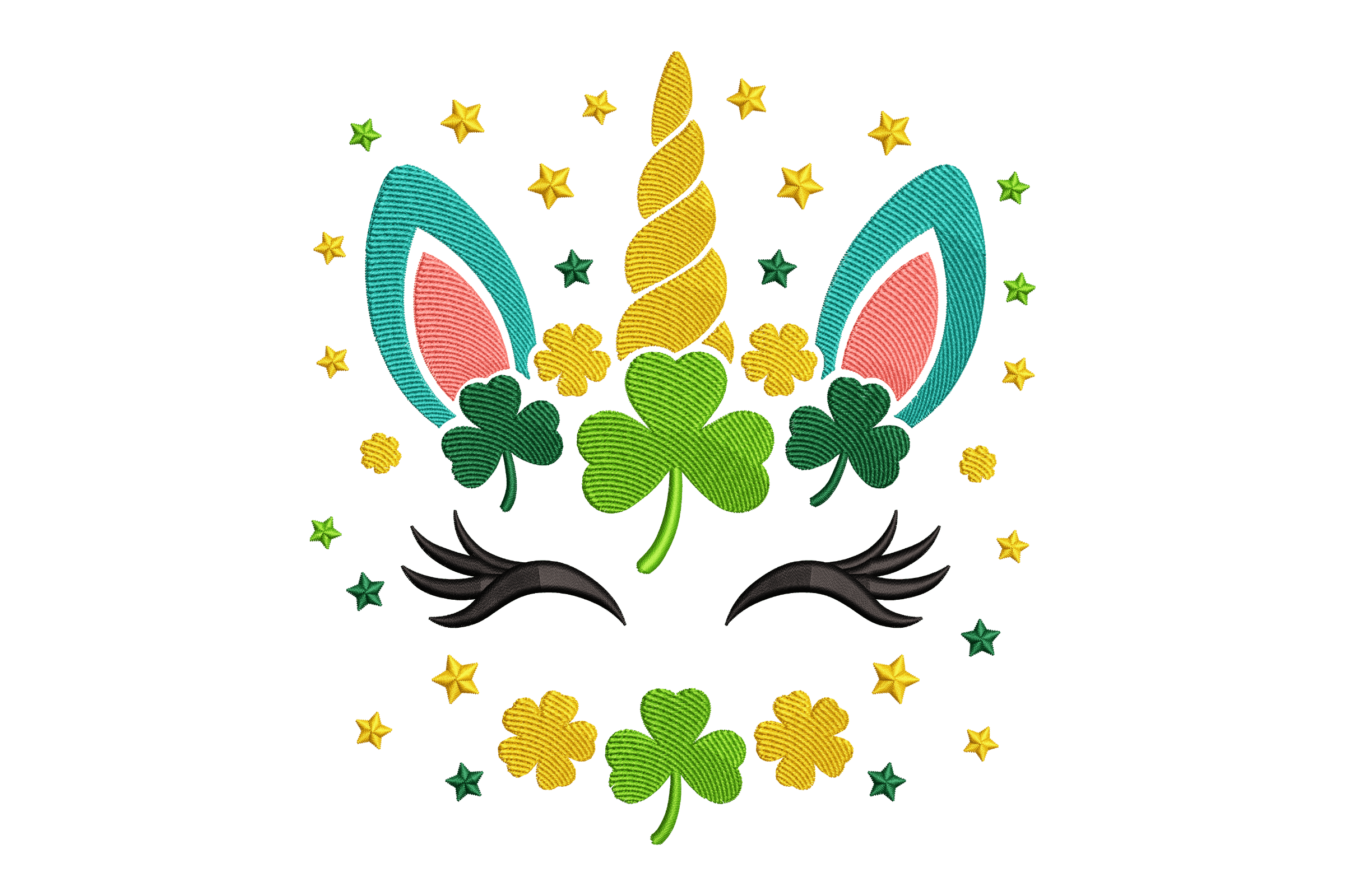 Lucky Unicorn Shamrock Machine Embroidery Design