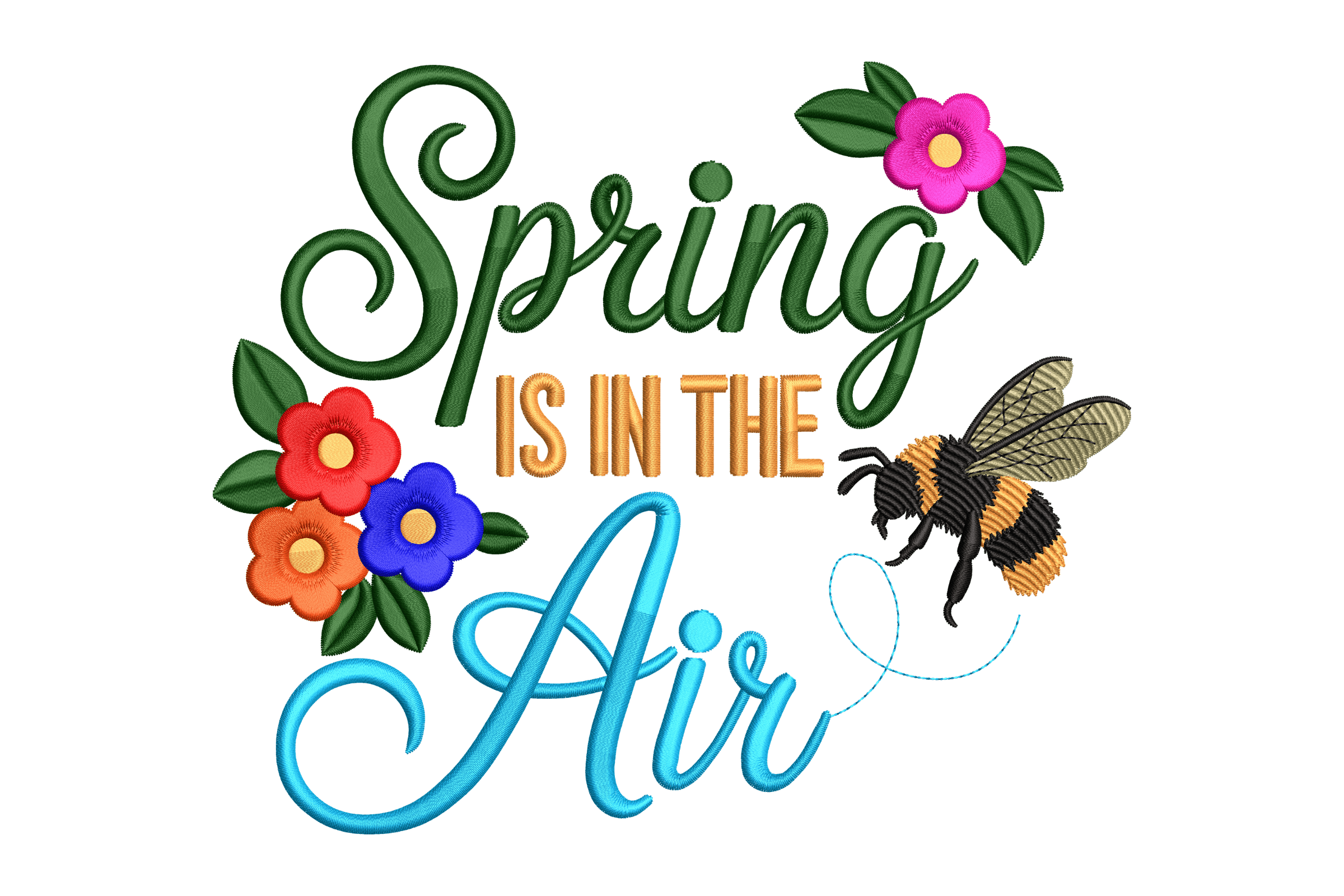 Spring Is In The Air Bee Machine Embroidery Design