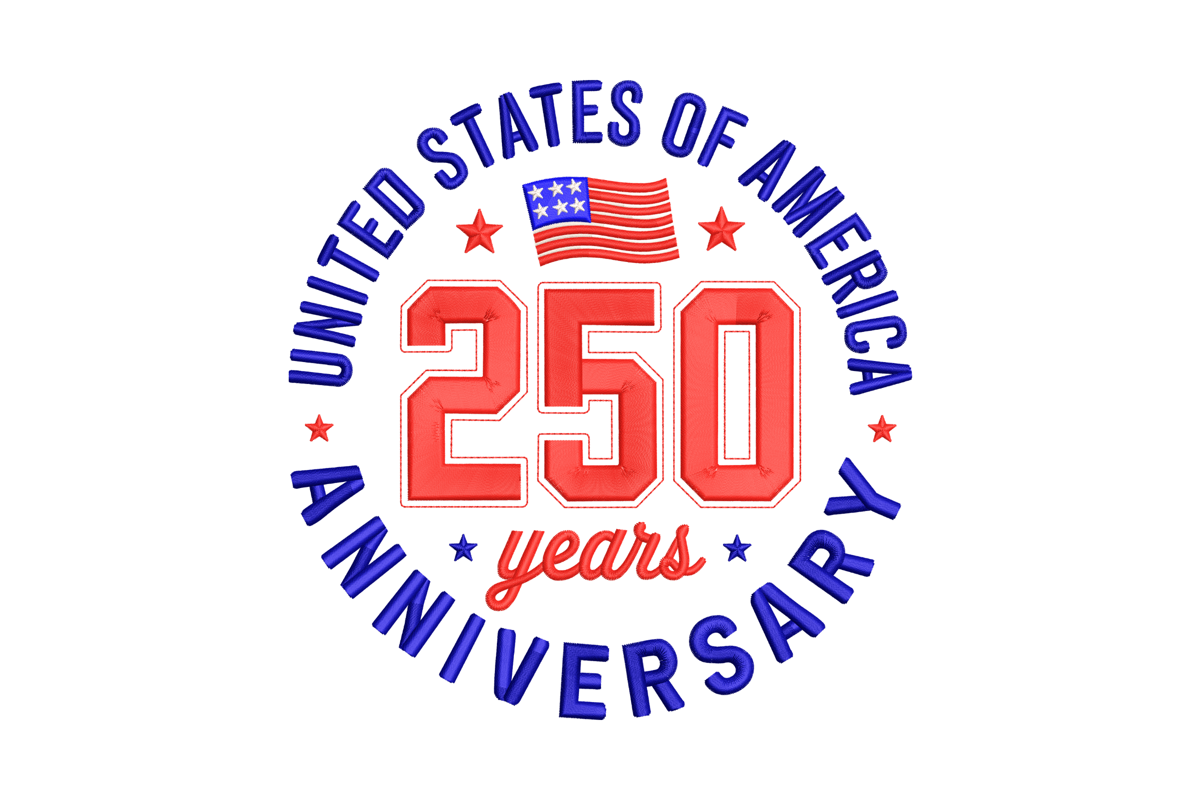 America 250 Years Anniversary Machine Embroidery Design