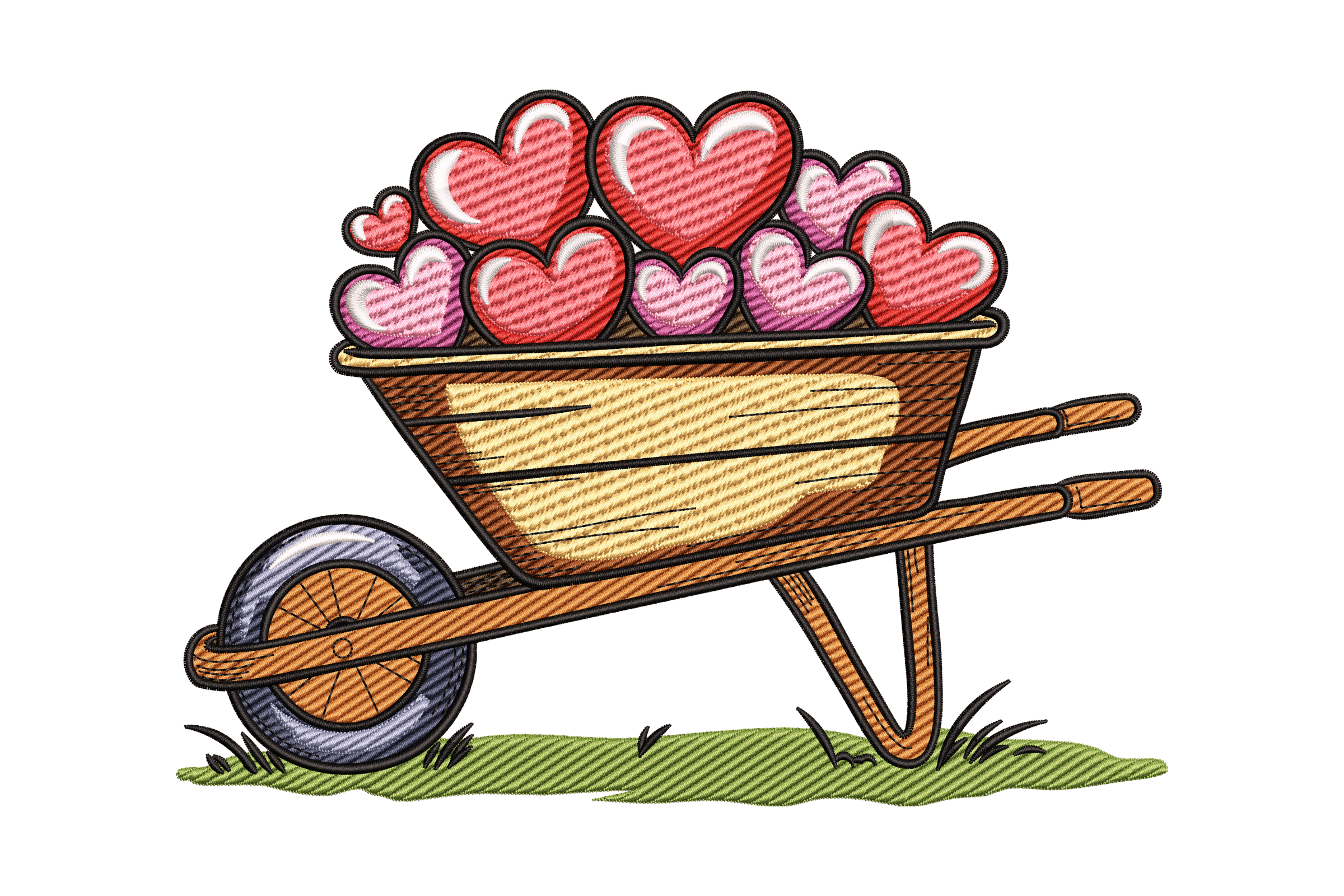Heart Wheelbarrow Valentine Machine Embroidery Design