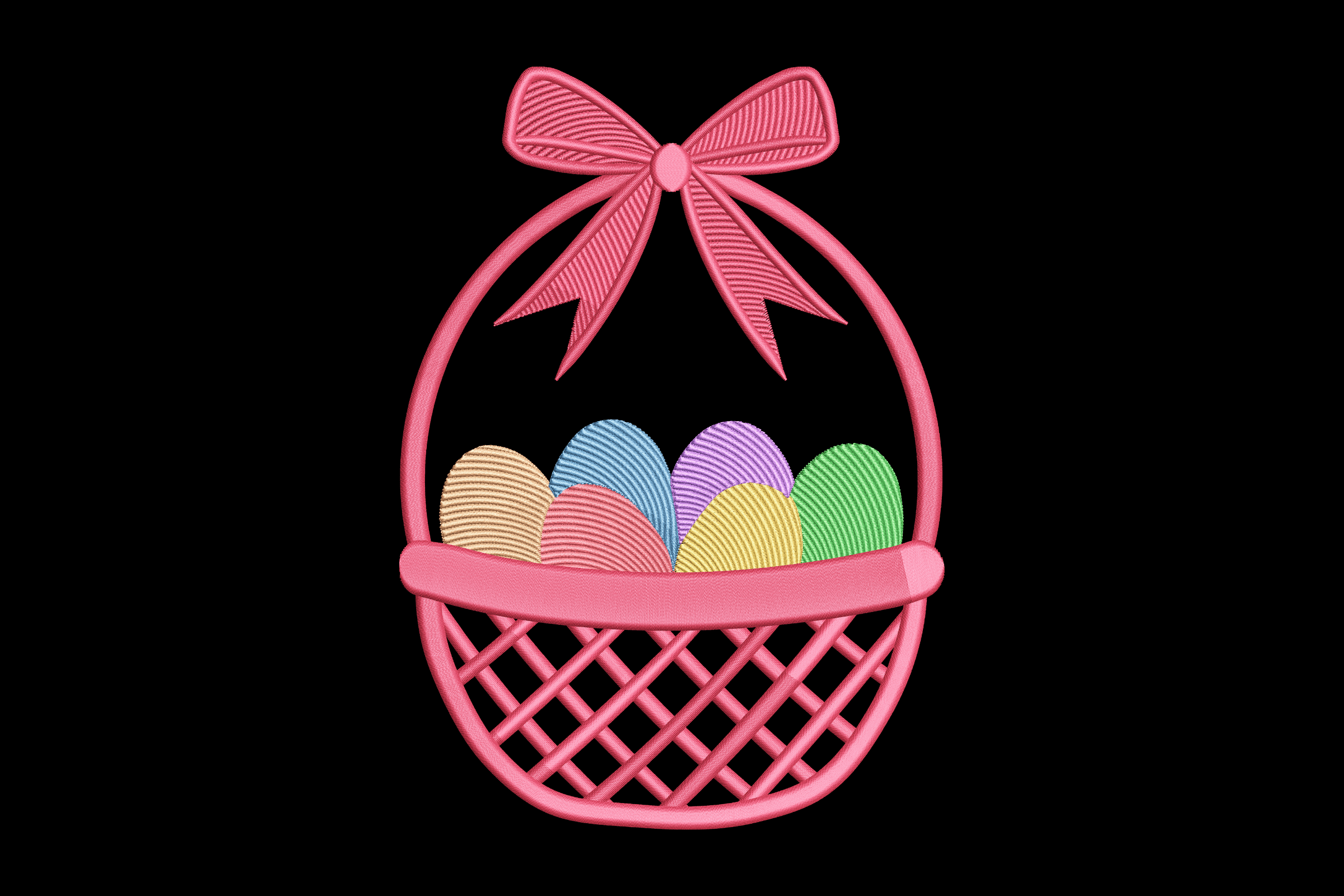 Easter Basket Colorful Eggs Machine Embroidery Design