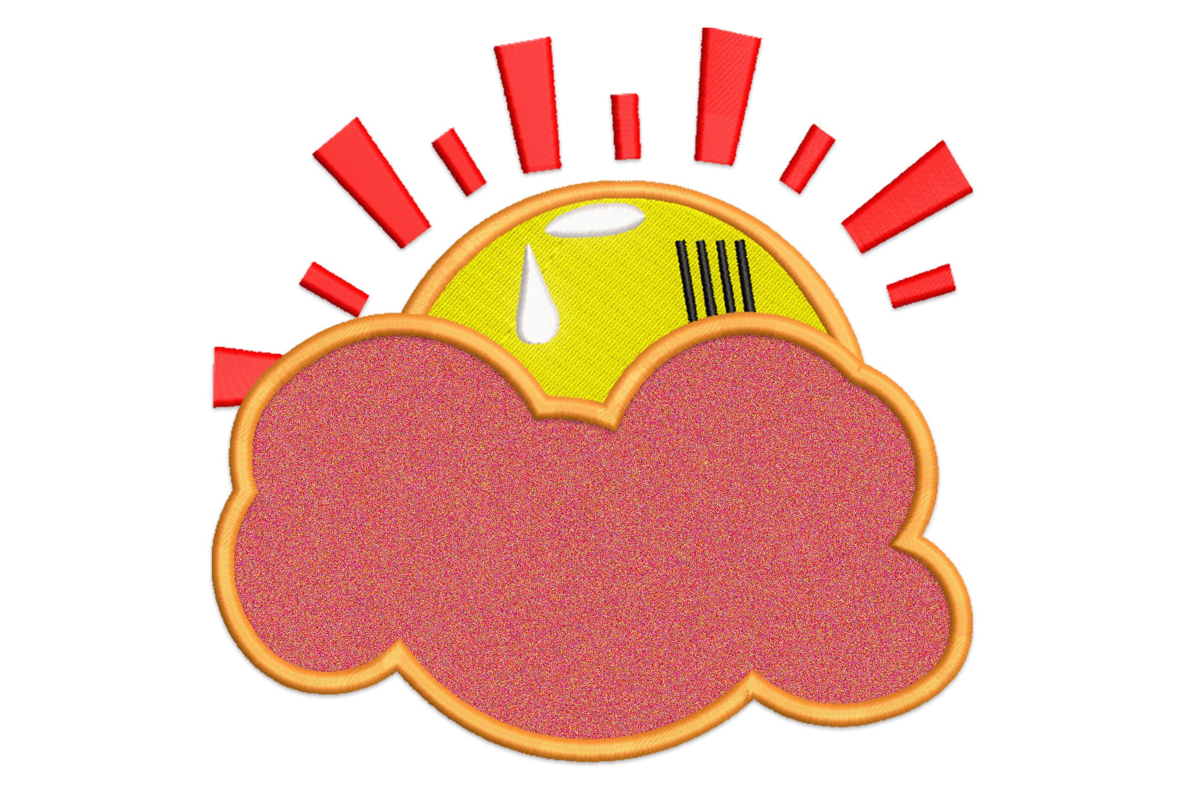 Free Cloudy Sun Appliqué Embroidery Design