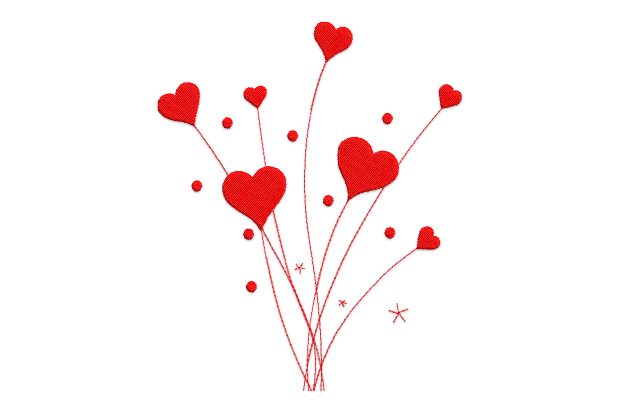 Free Red Heart Bouquet Embroidery Design
