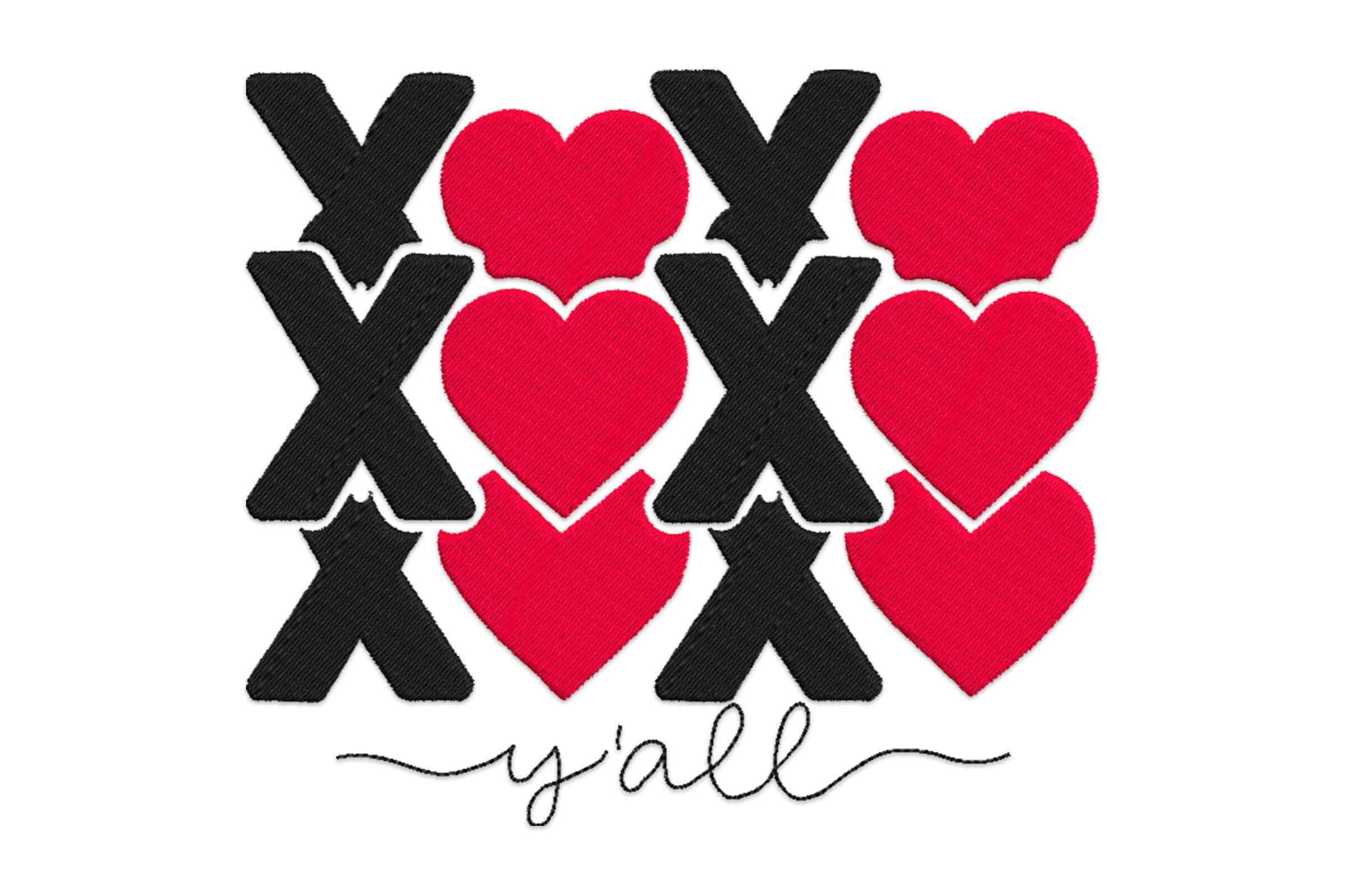 Free XOXO Y’all Embroidery Design, Valentine Hug and Kiss