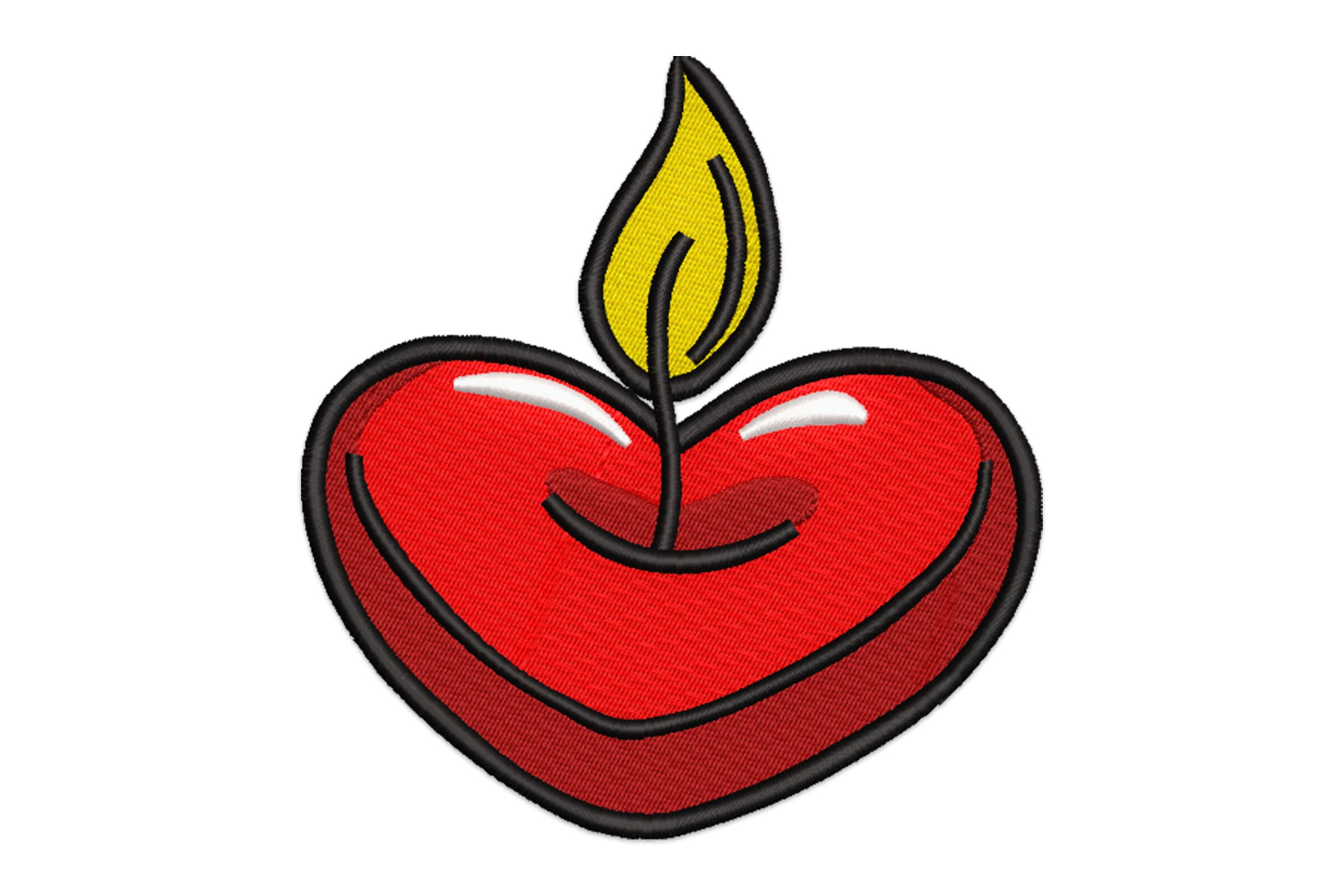 Free Red Heart Candle Machine Embroidery Design – Romantic Valentine Flame