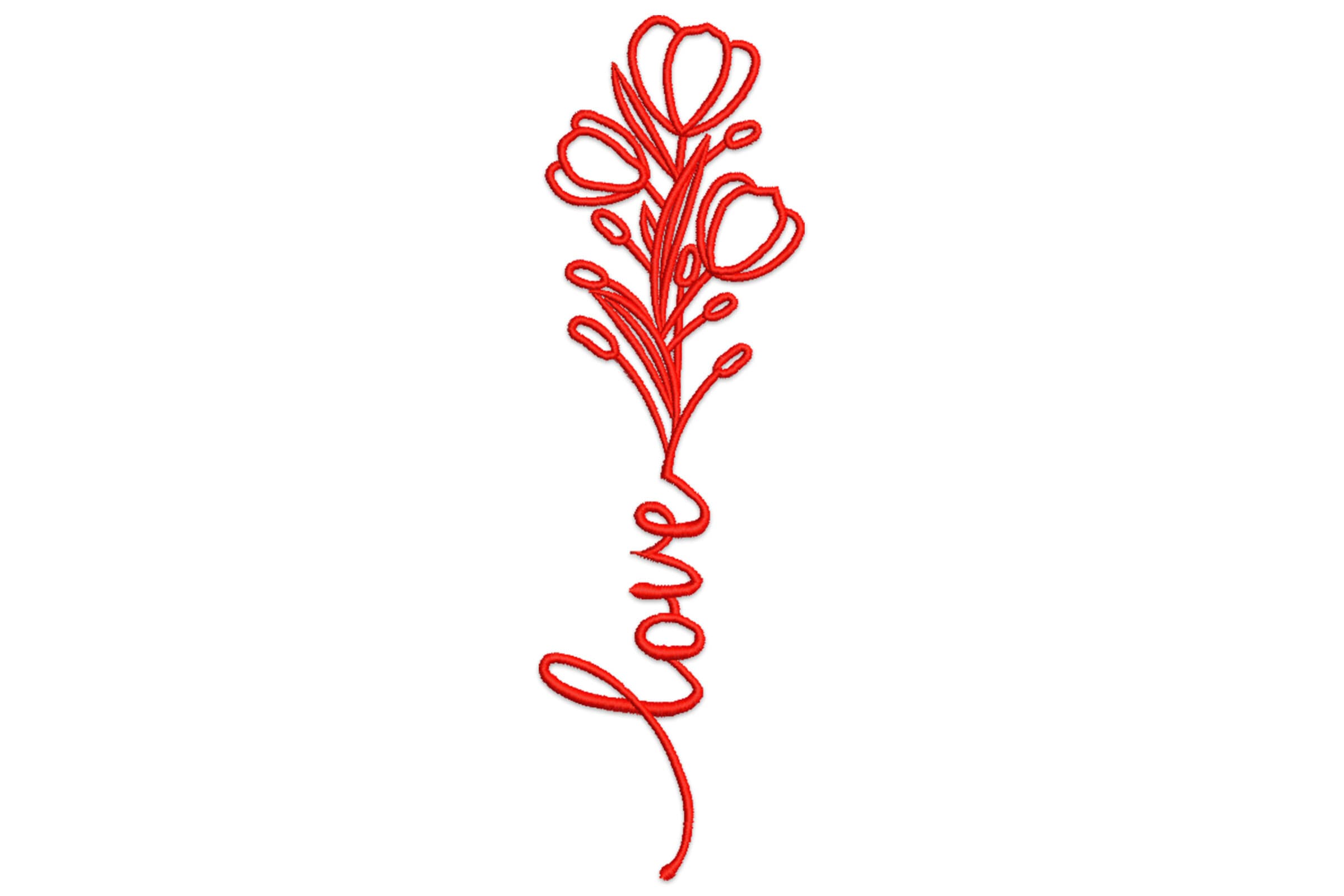 Free Love Floral Line Embroidery Design