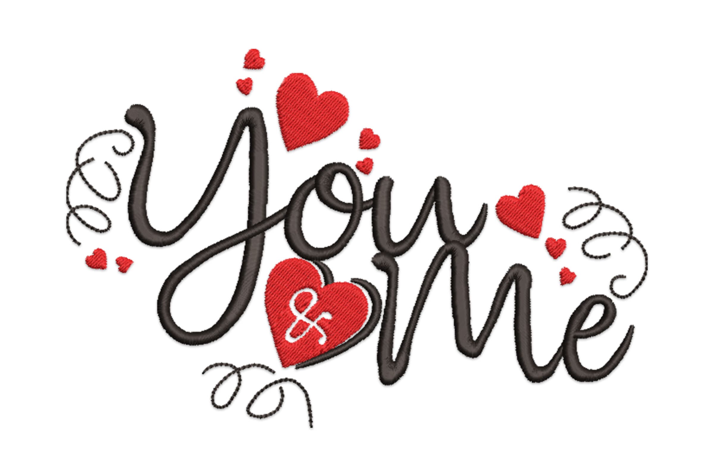 Free You and Me Heart Embroidery Design – Romantic Valentine Word