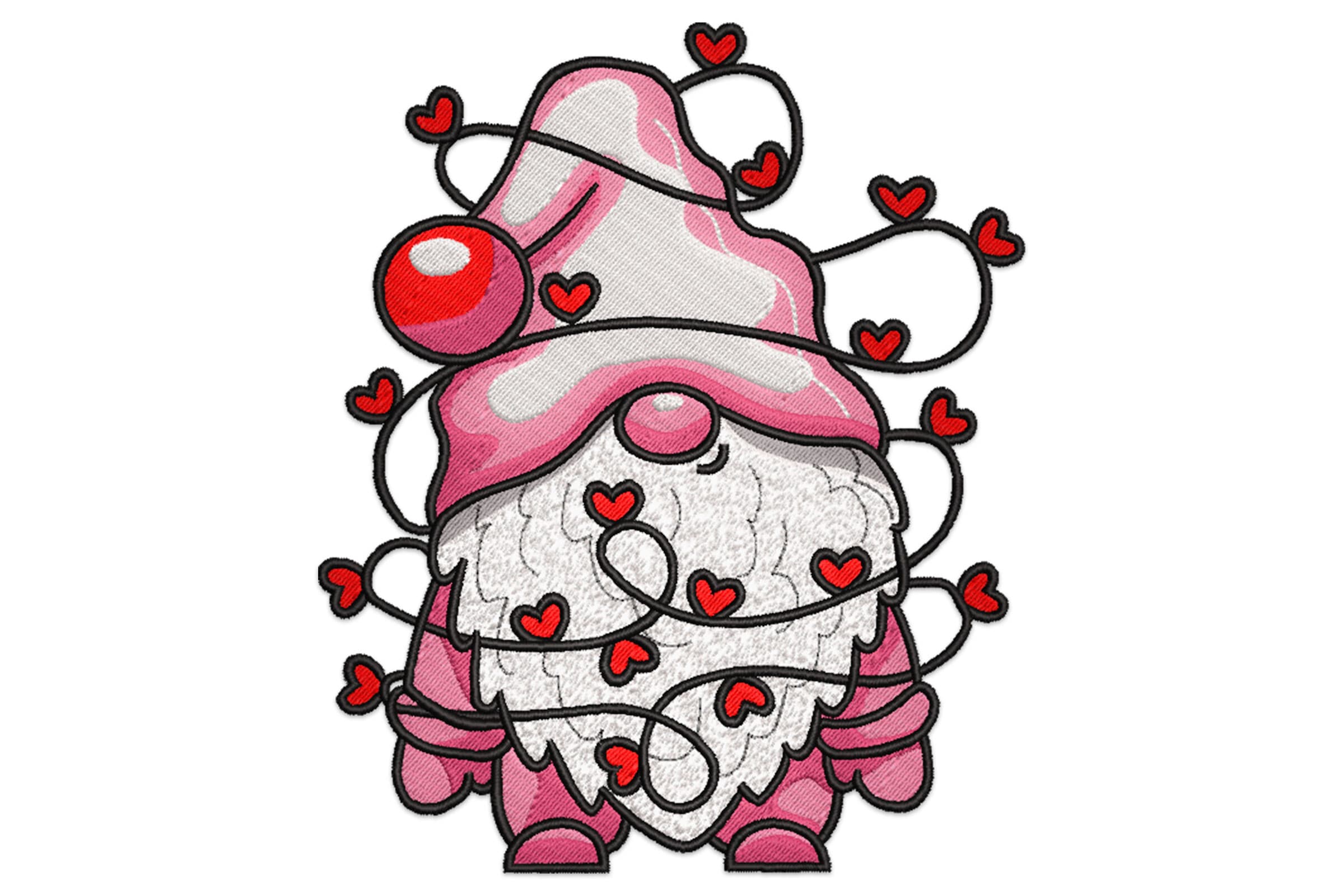 Free Valentine Gnome Machine Embroidery Design