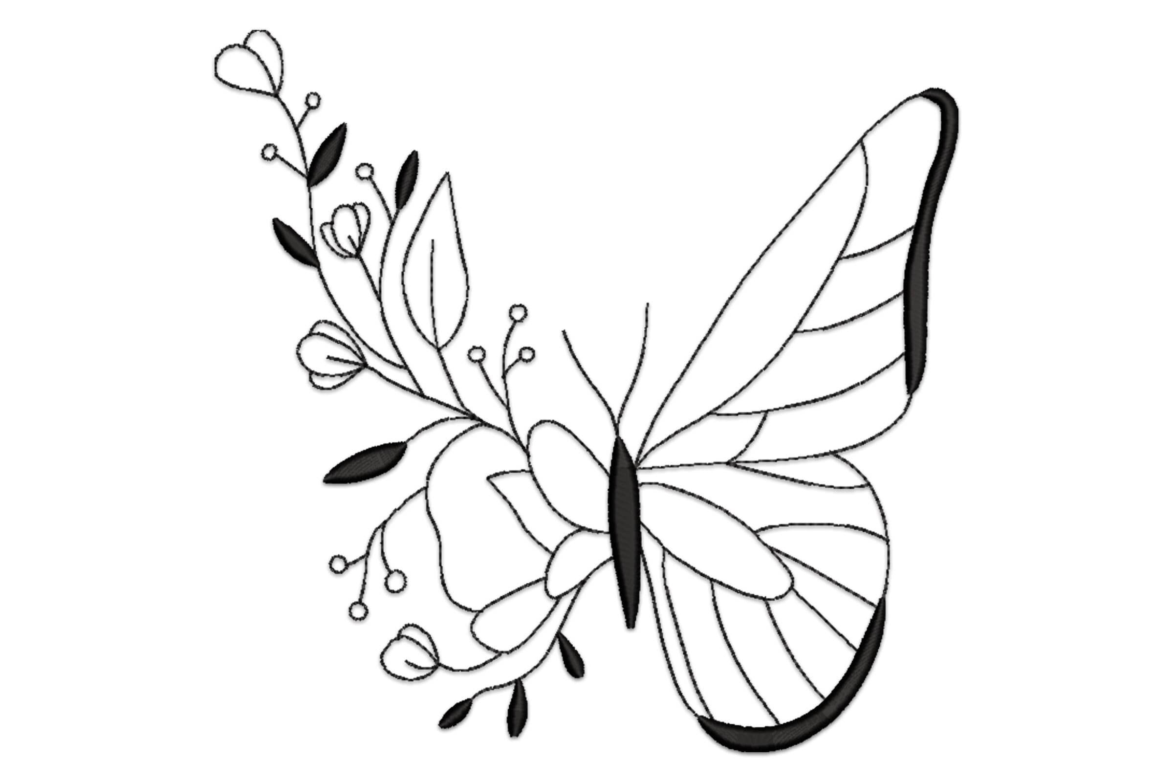 Free Butterfly Floral Machine Embroidery Design