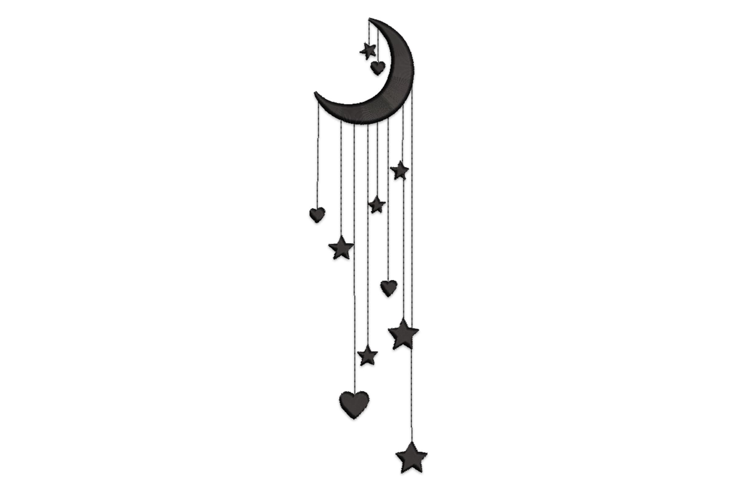 Moon and Stars Machine Embroidery Design
