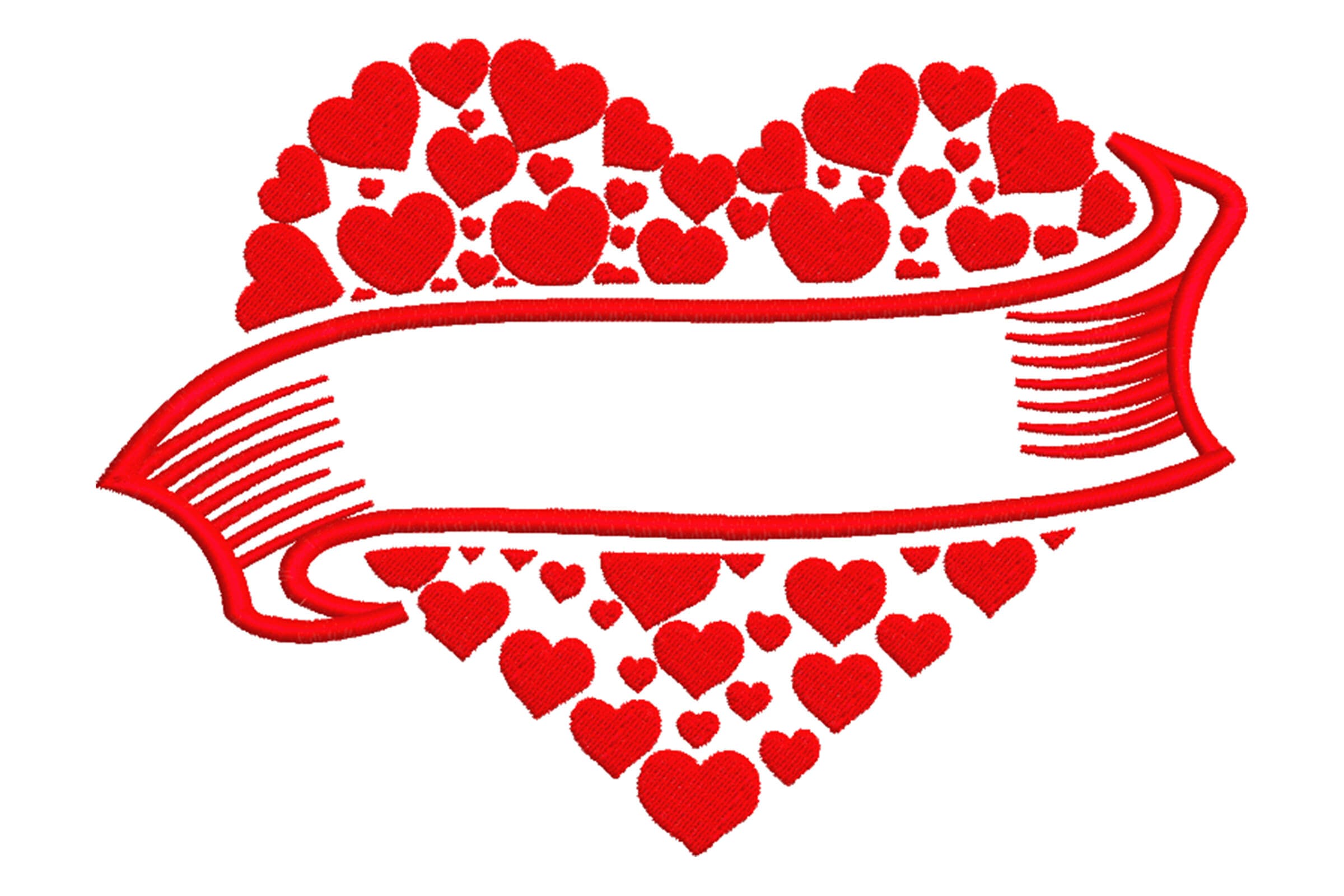 Split Hearts Machine Embroidery Design – Customizable Love Frame