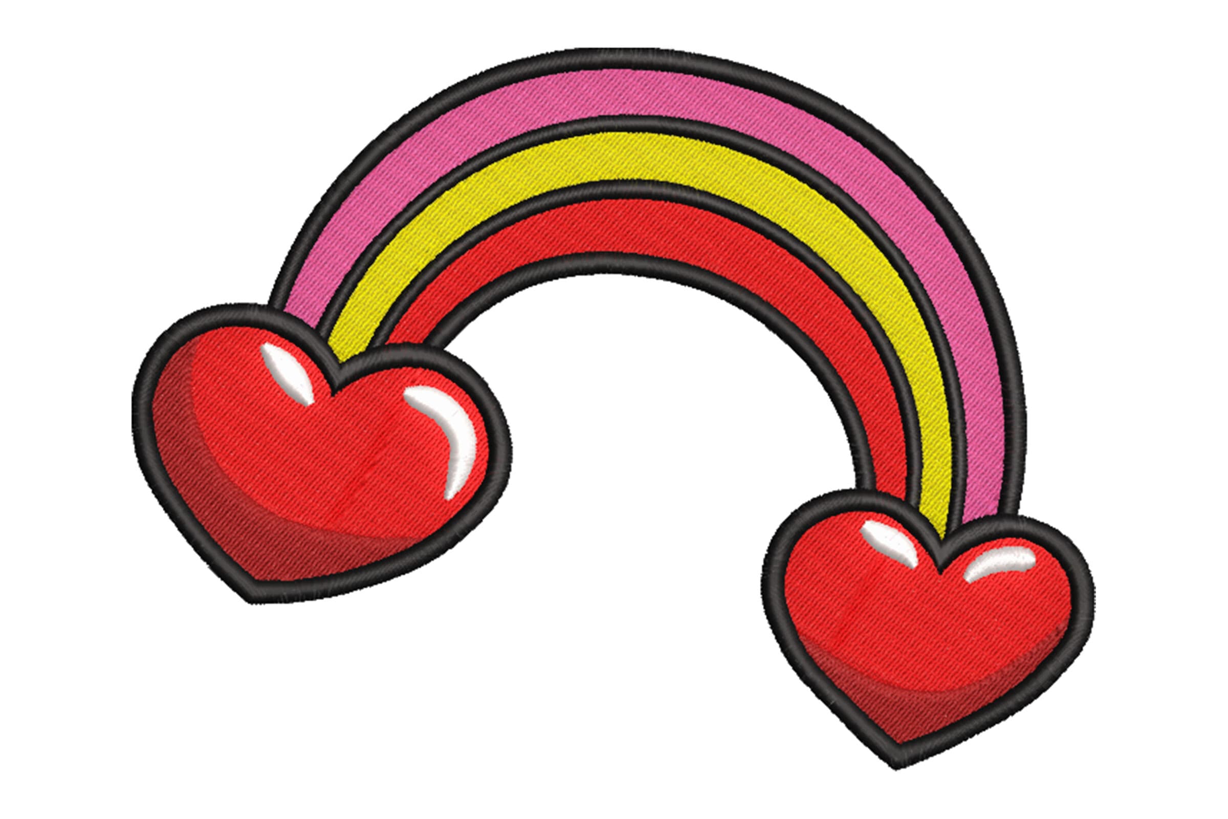 Free Rainbow Heart Machine Embroidery Design