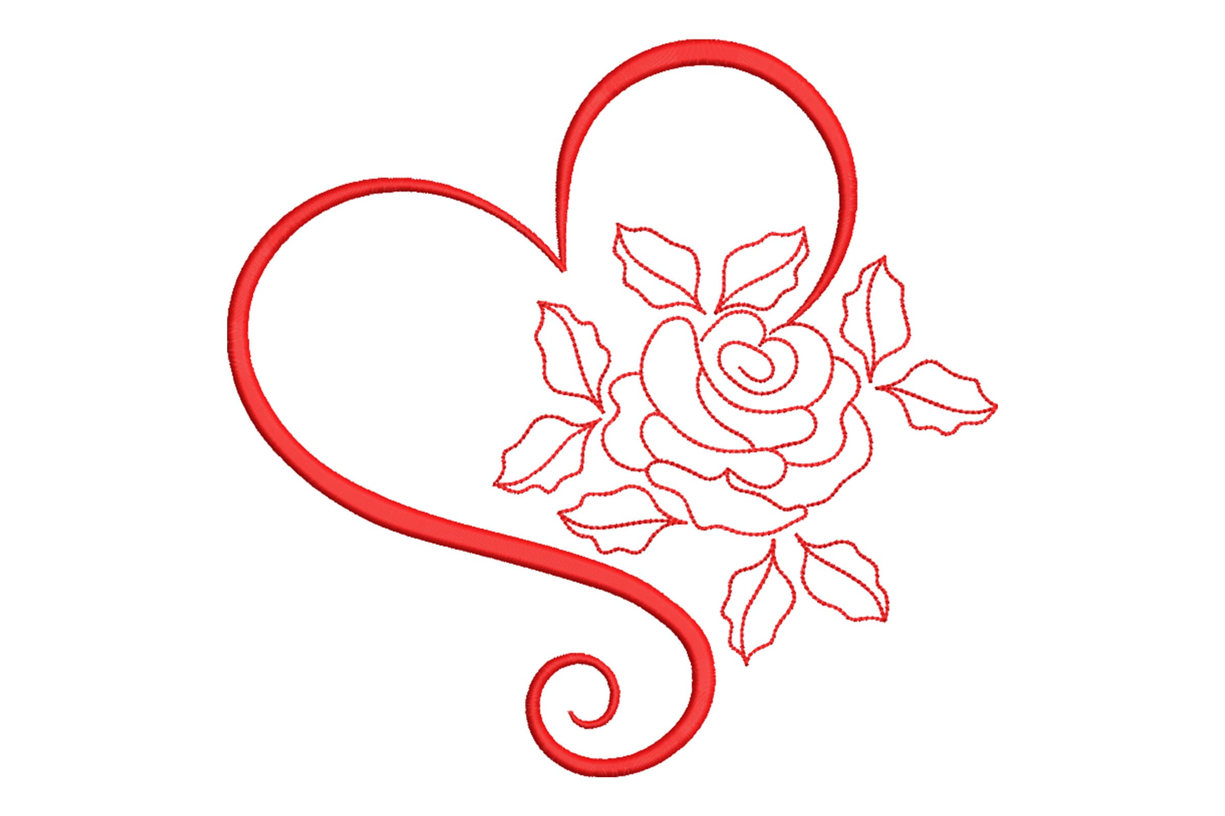 Heart with Rose Machine Embroidery Design
