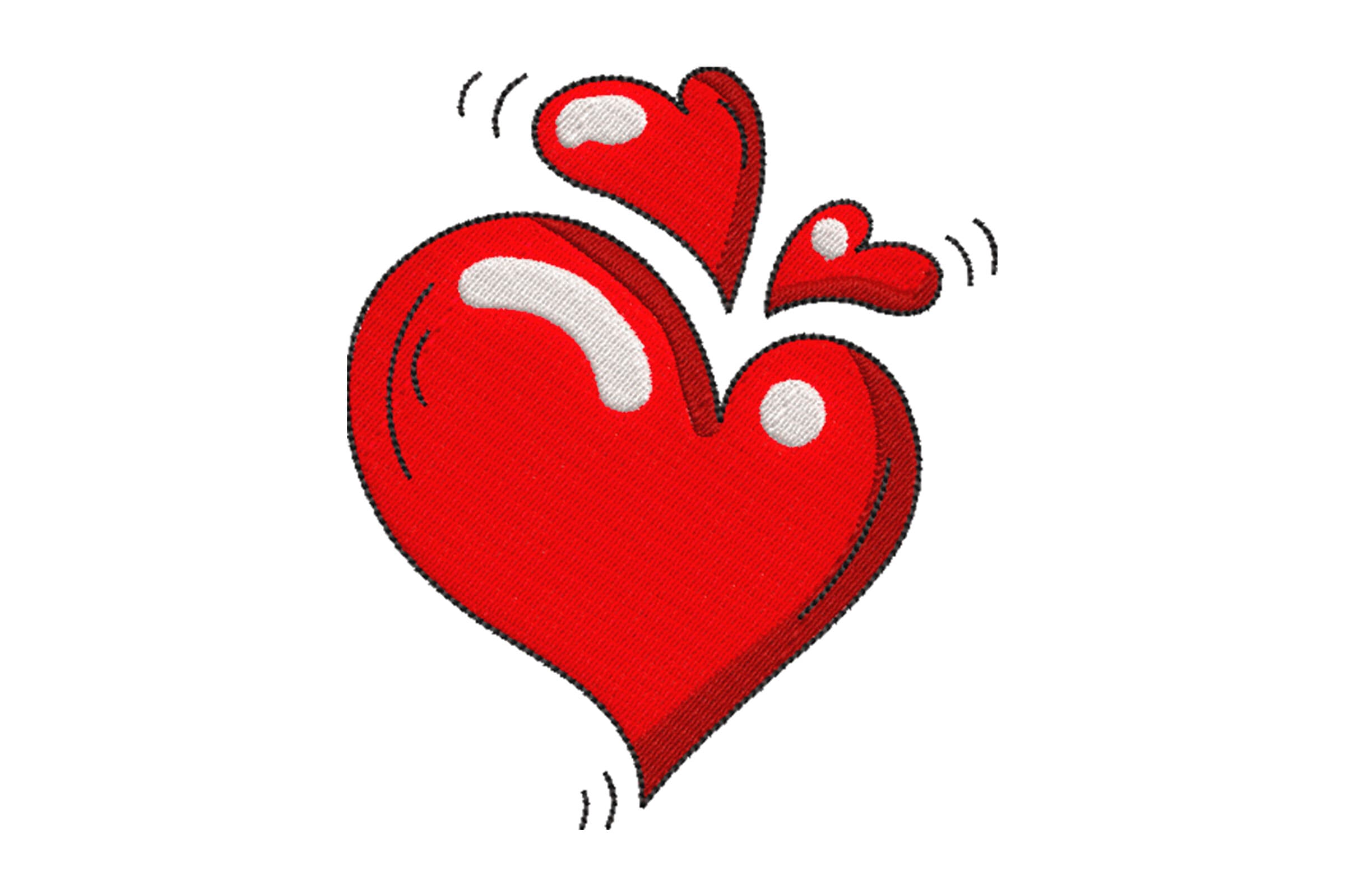 Free Vibrant Red Hearts Machine Embroidery Design