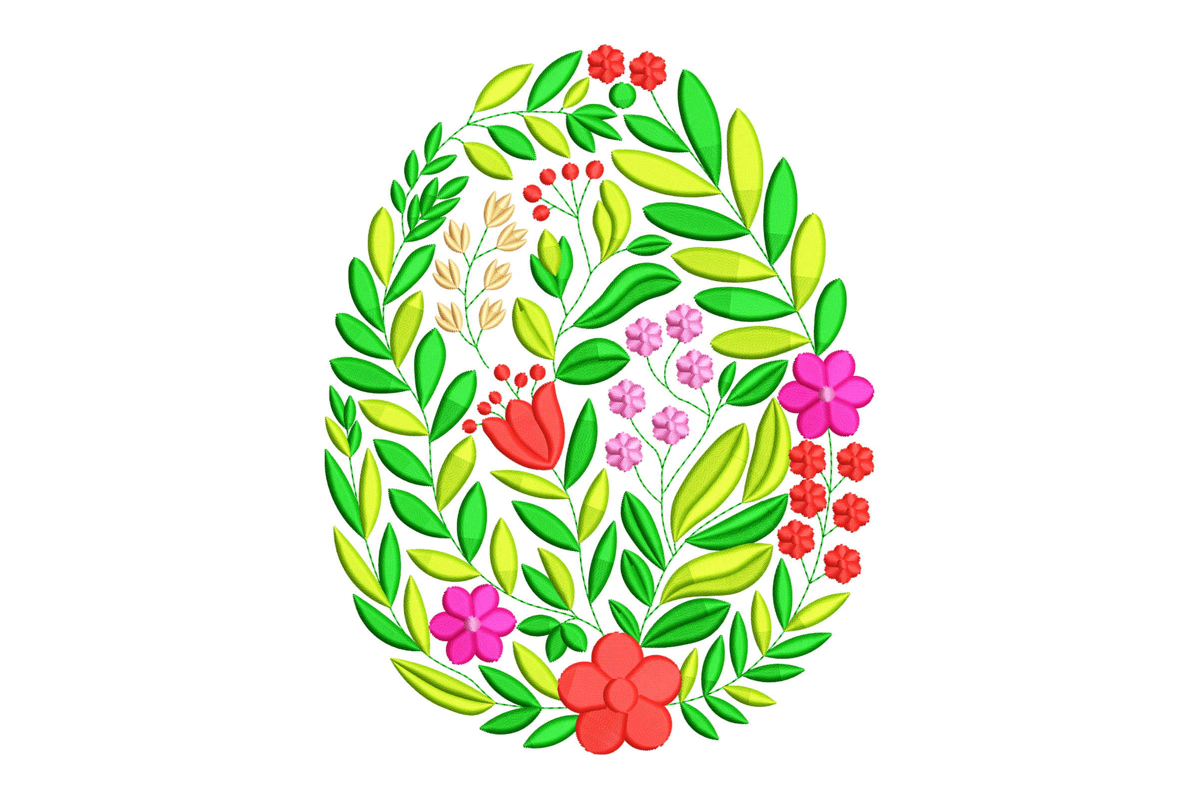 Botanical Floral Oval Machine Embroidery Design