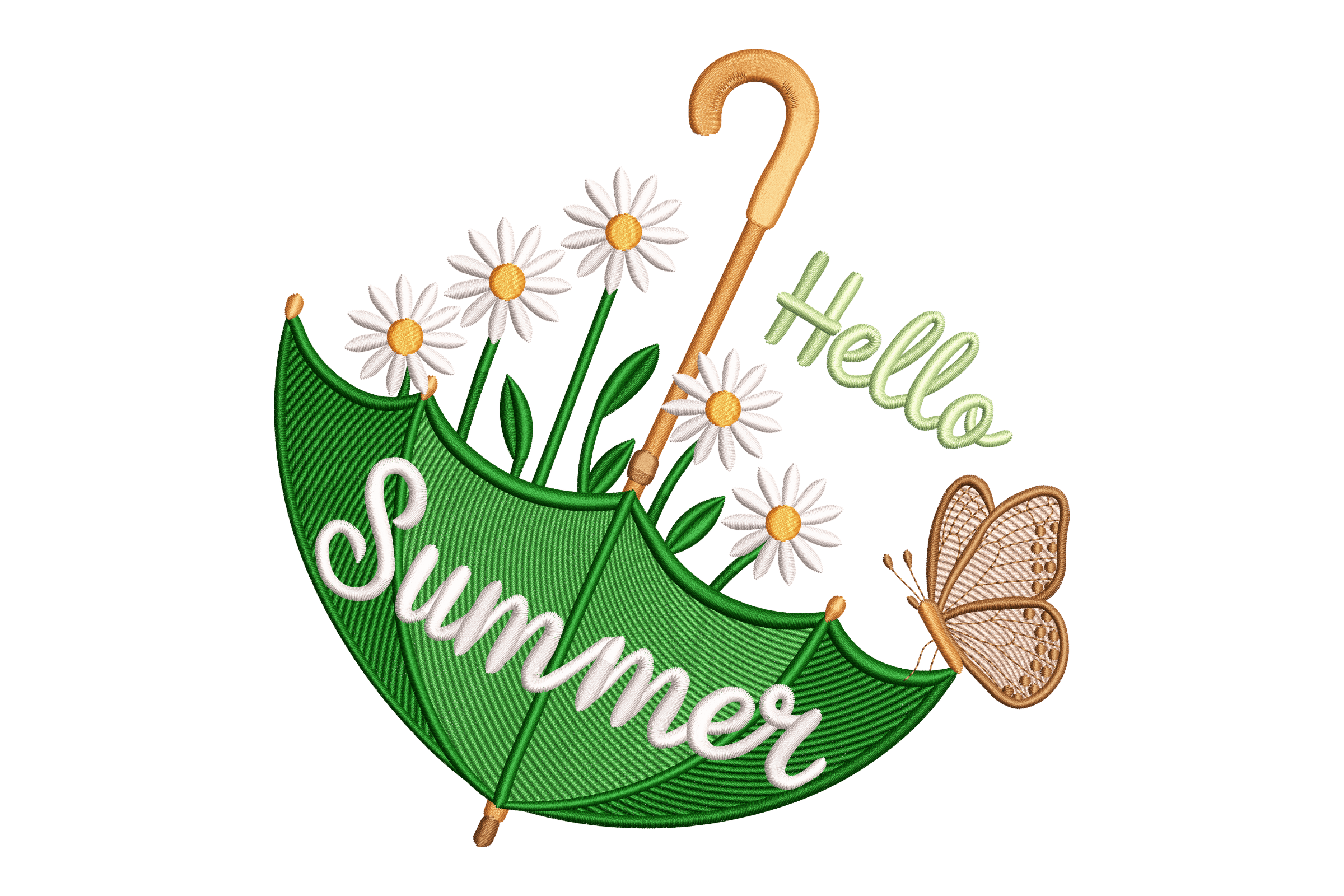 Hello Summer Umbrella Machine Embroidery Design