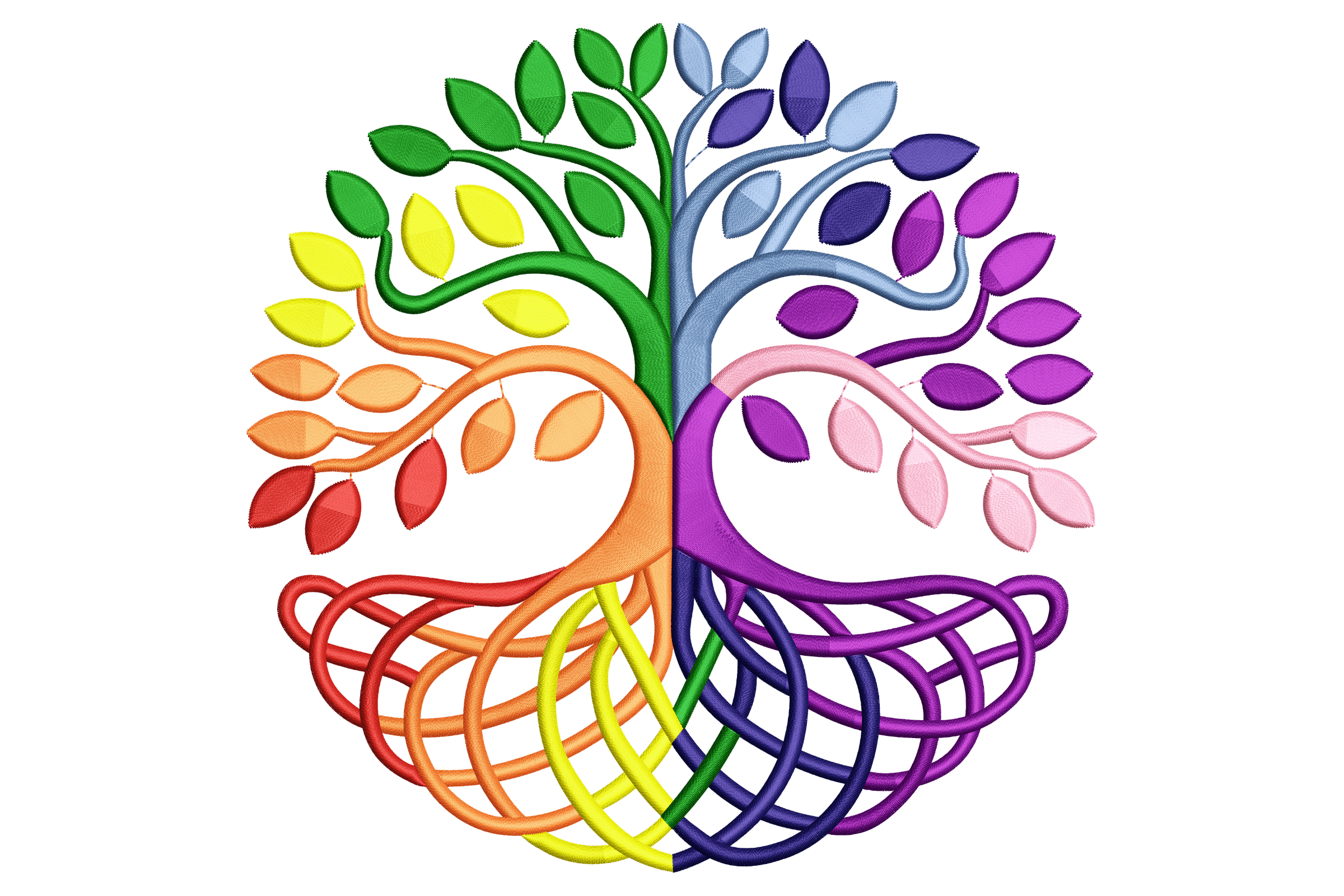Rainbow Tree of Life Machine Embroidery Design