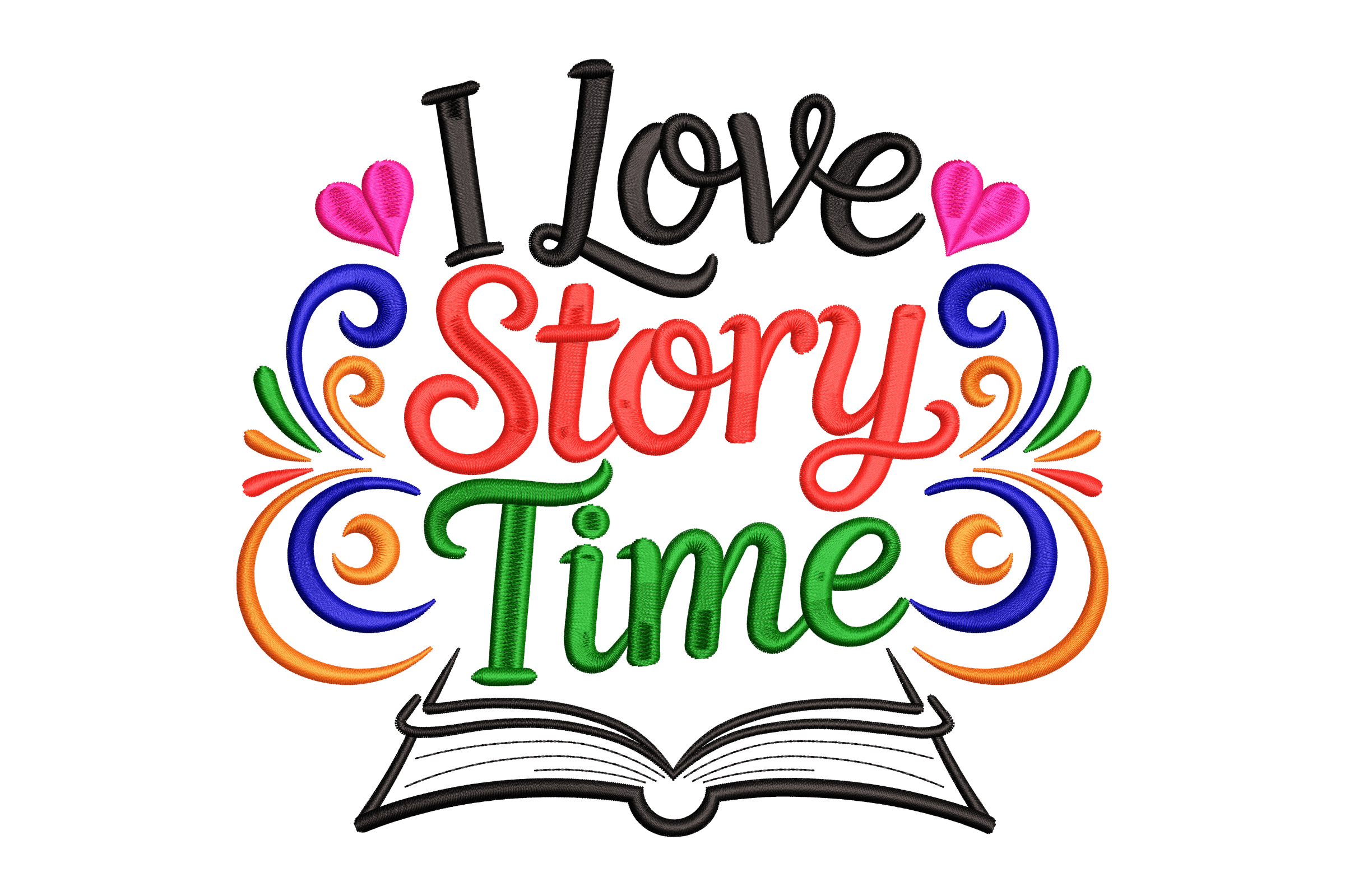 I Love Story Time  Machine Embroidery Design