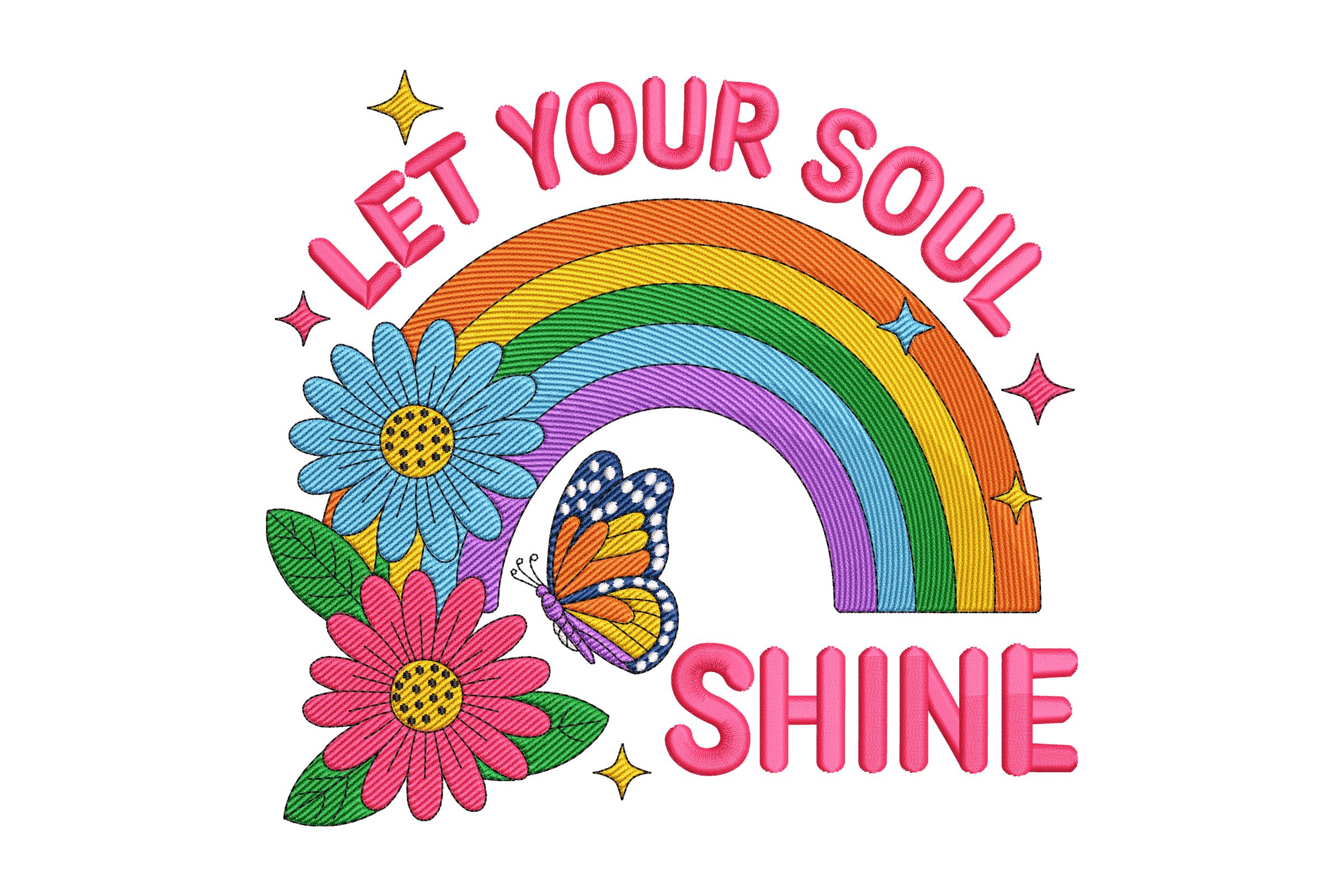 Let Your Soul Shine Rainbow Machine Embroidery Design