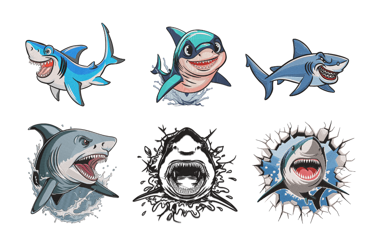 Shark Machine Embroidery Design Bundle