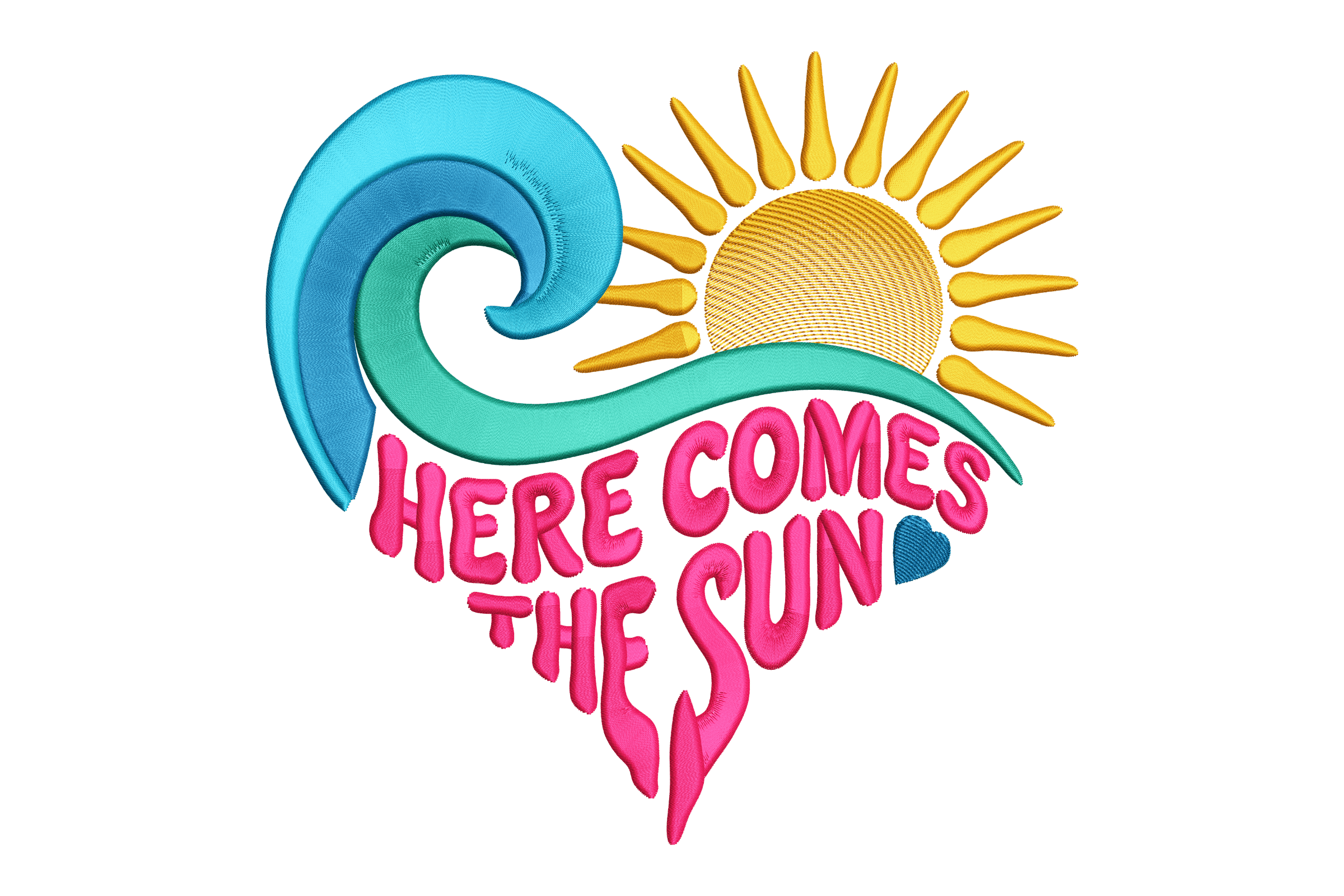 Here Comes Sun Wave Machine Embroidery Design