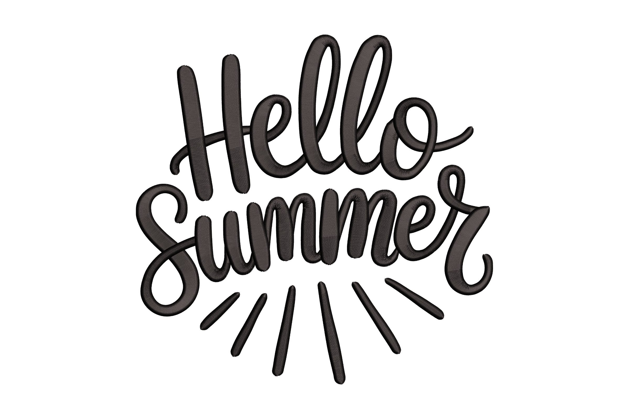 Hello Summer Script Quote Machine Embroidery Design
