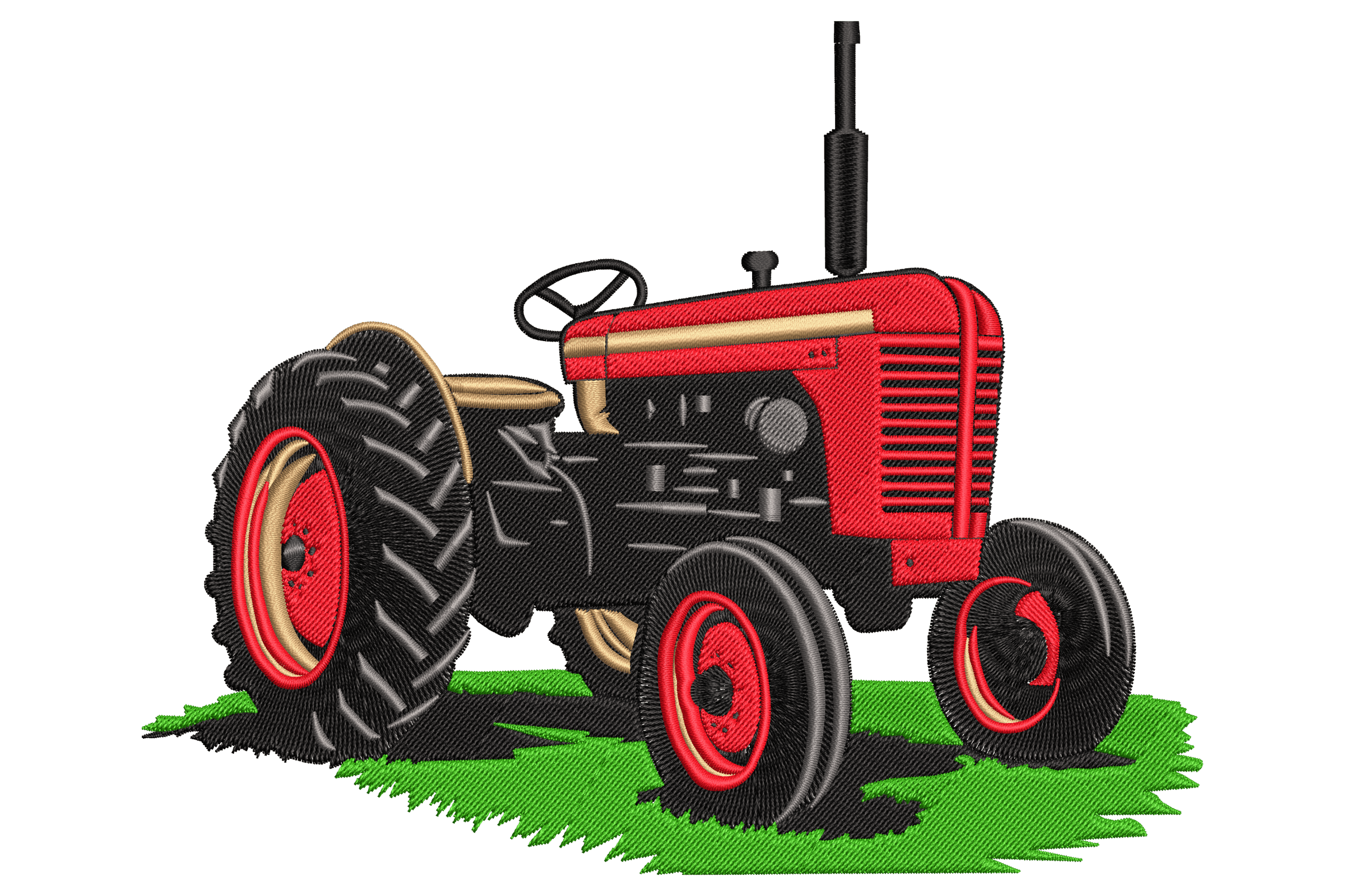 Tractor Embroidery Design – Vintage Red Farm Tractor Machine Embroidery file
