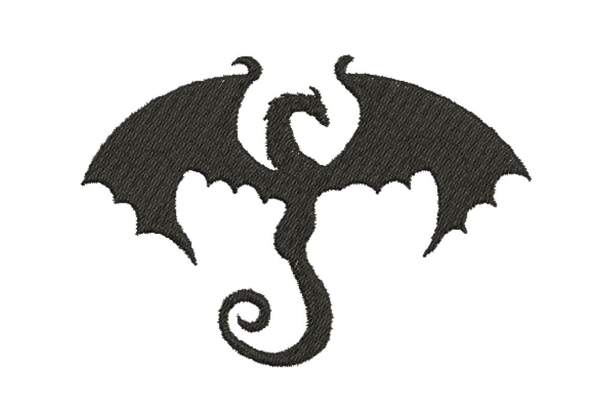 Winged Dragon Silhouette – Machine Embroidery Design