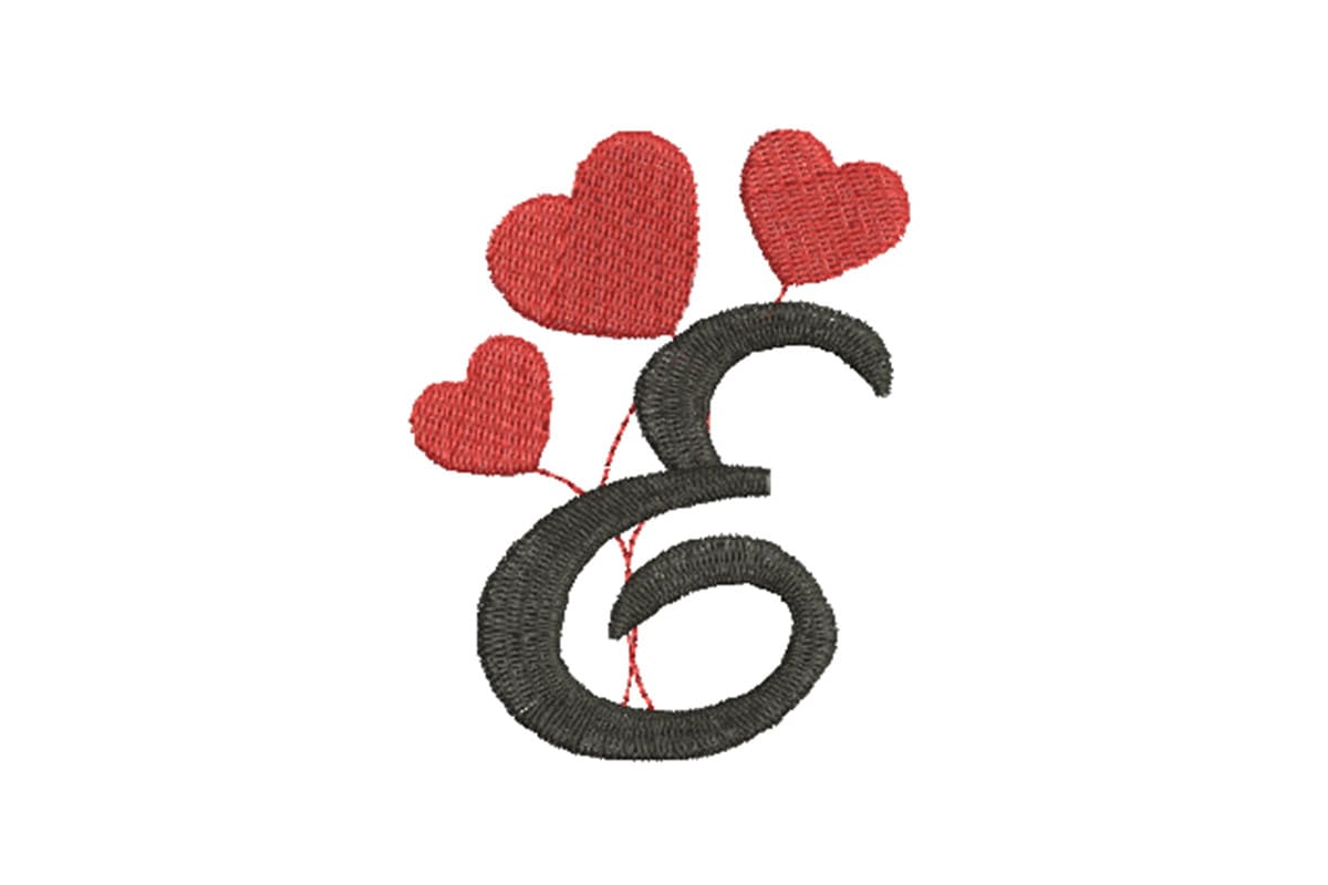 Heart Alphabet Letter E – Machine Embroidery Design
