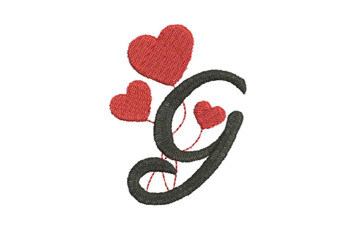 Heart Alphabet Letter G – Machine Embroidery Design