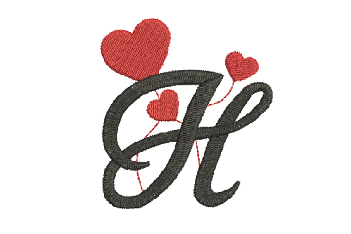 Heart Alphabet Letter H – Machine Embroidery Design