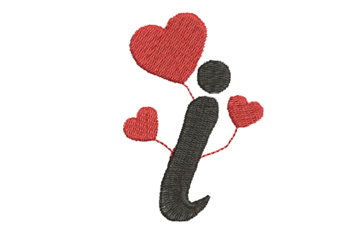 Heart Alphabet Letter I – Machine Embroidery Design