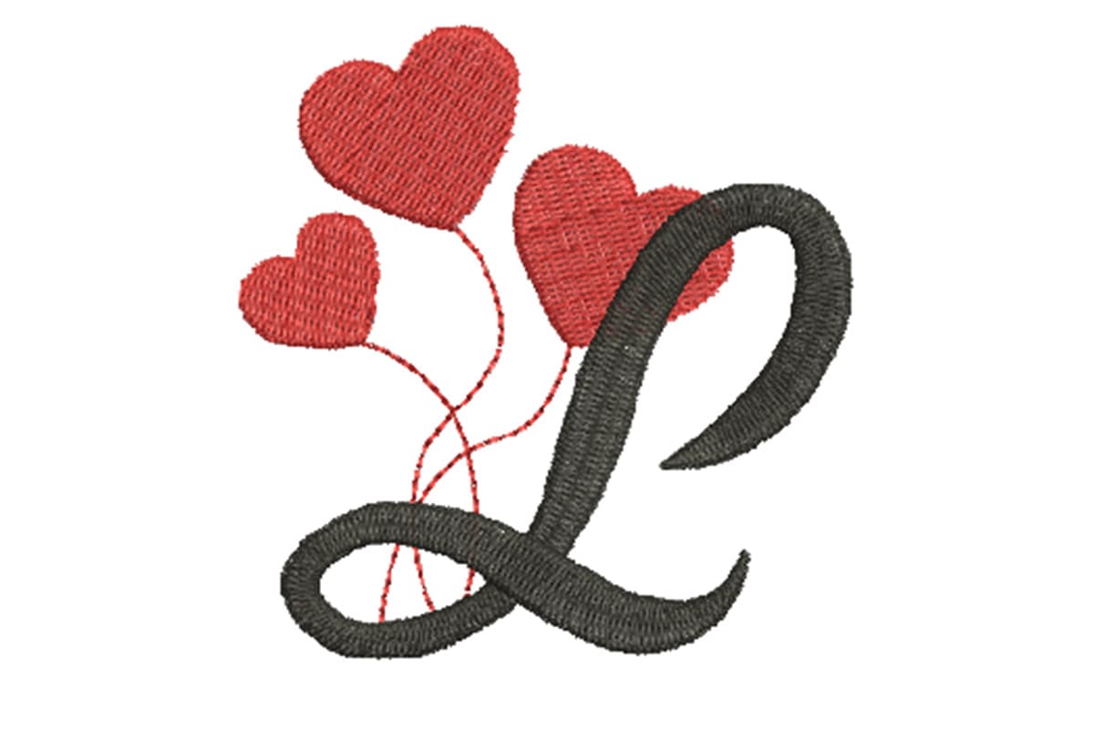 Heart Alphabet Letter L – Machine Embroidery Design
