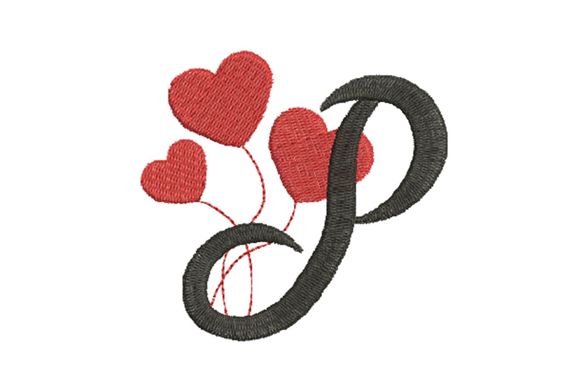 Heart Alphabet Letter P – Machine Embroidery Design