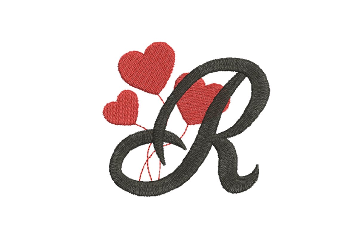 Heart Alphabet Letter R – Machine Embroidery Design