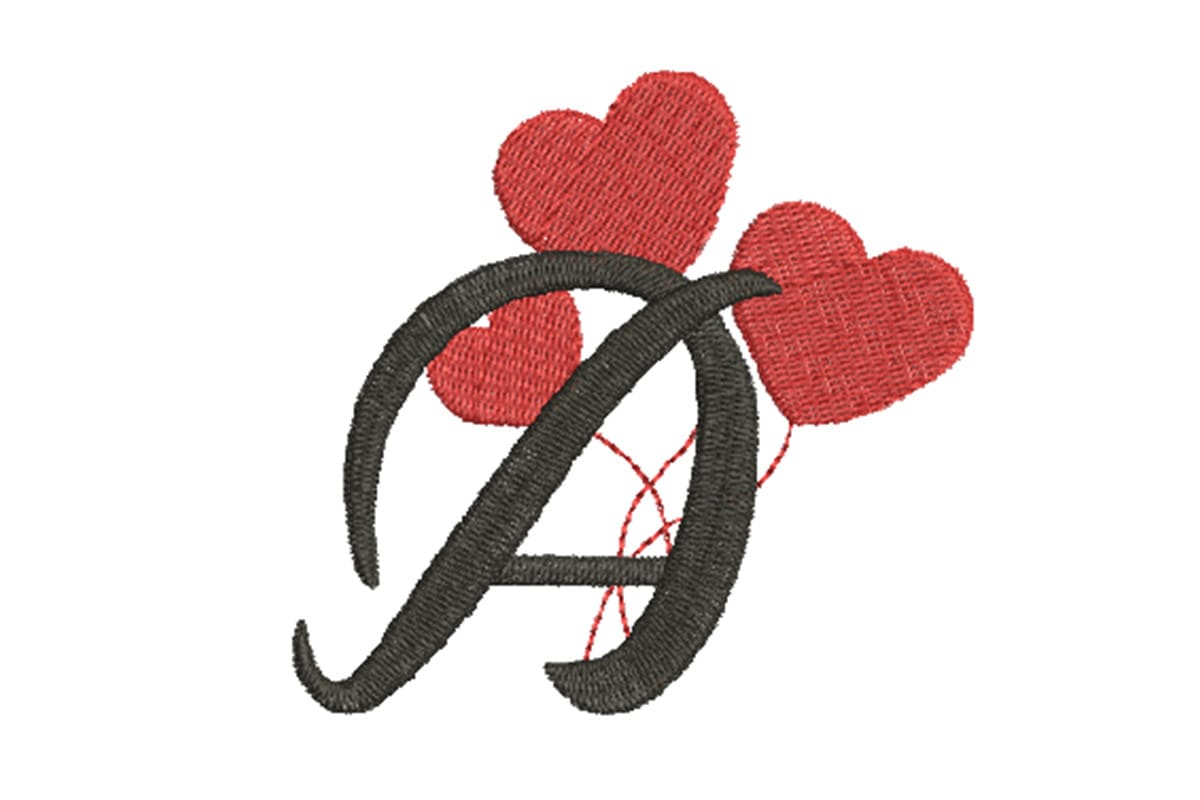 Heart Alphabet Letter A – Machine Embroidery Design