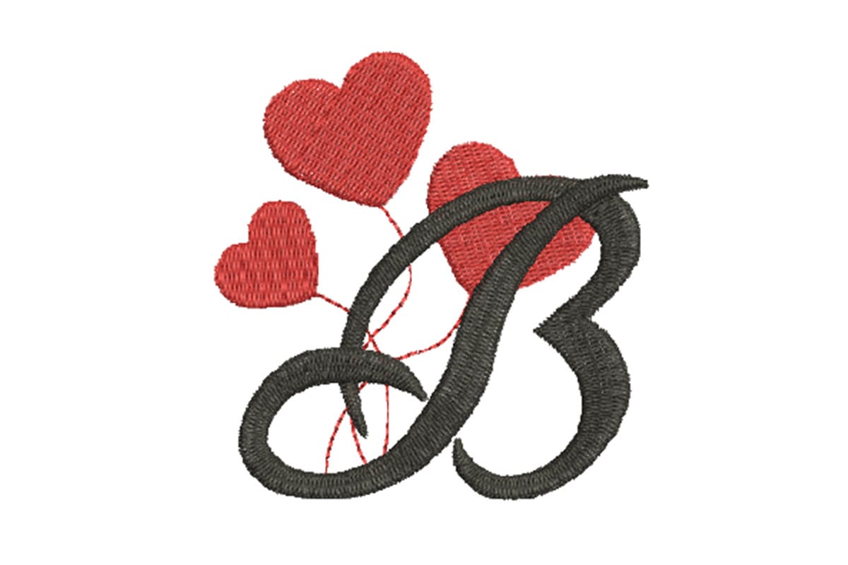 Heart Alphabet Letter B – Machine Embroidery Design
