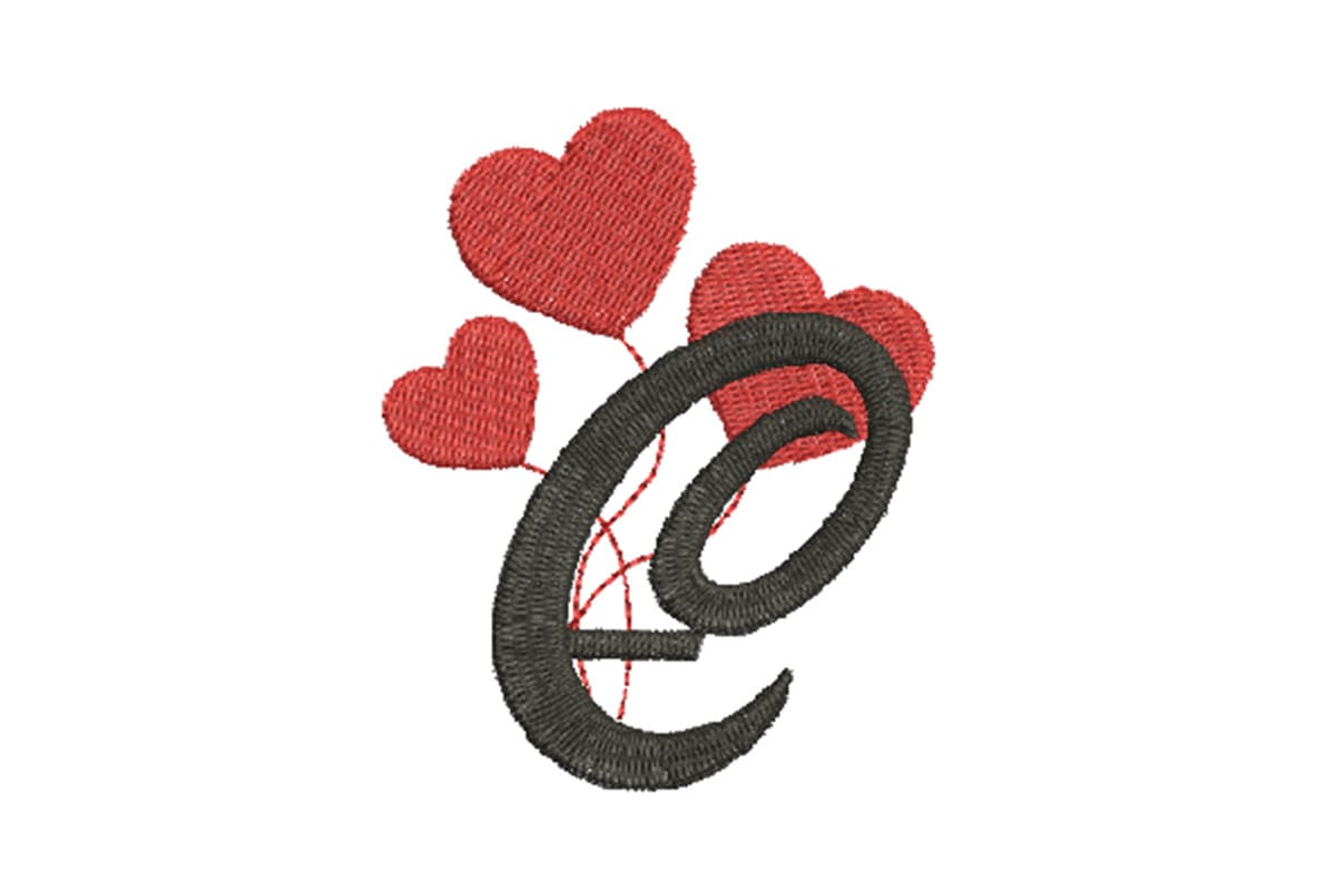 Heart Alphabet Letter C – Machine Embroidery Design