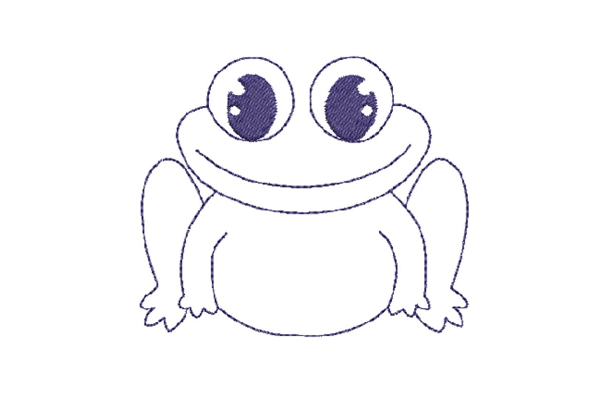 Cute Outline Frog Patch – Machine Embroidery Design