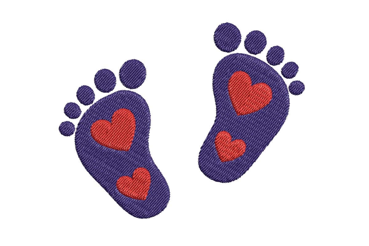 Baby Feet with Hearts – Machine Embroidery Design